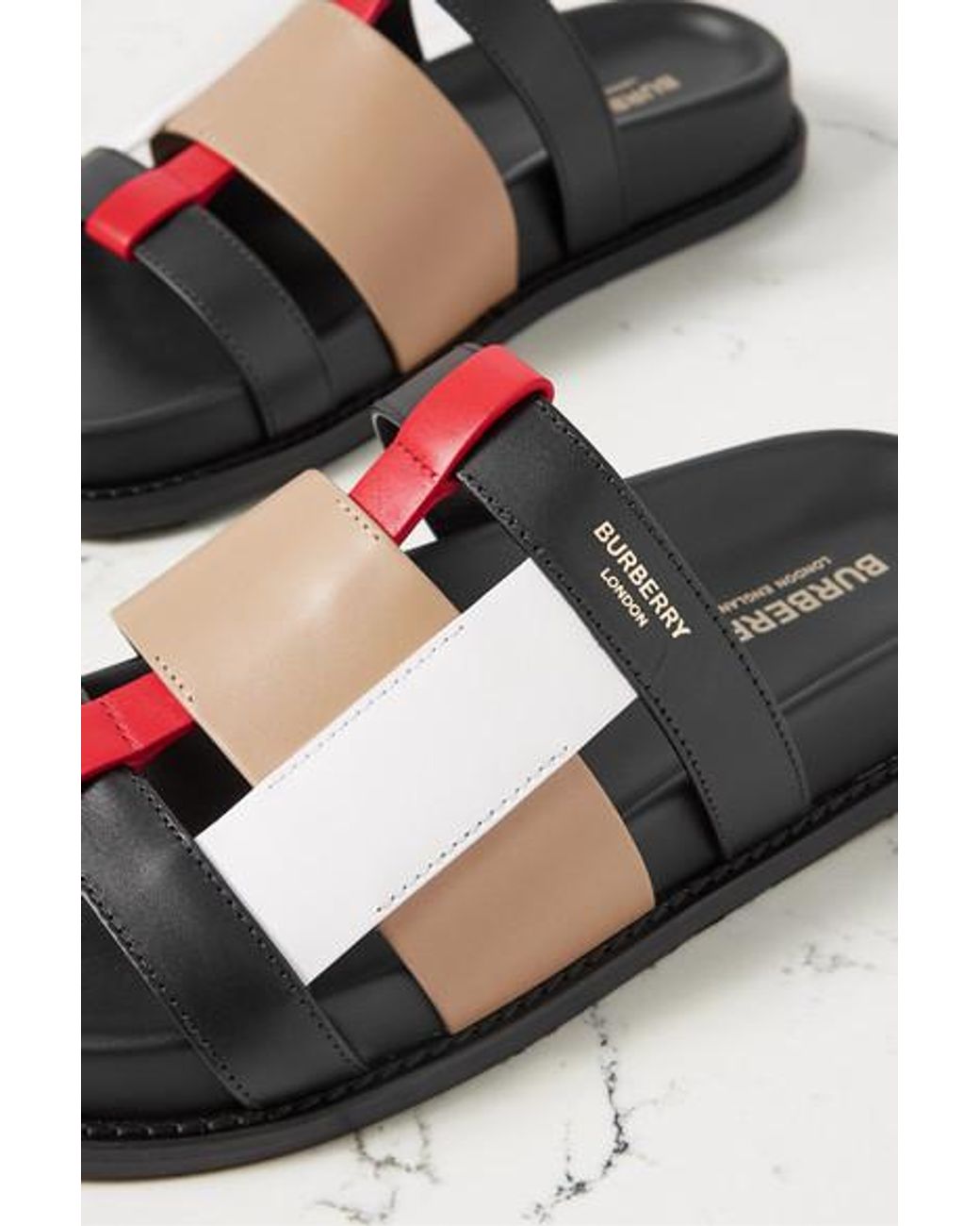 Burberry Color block Leather Slides in Black Lyst