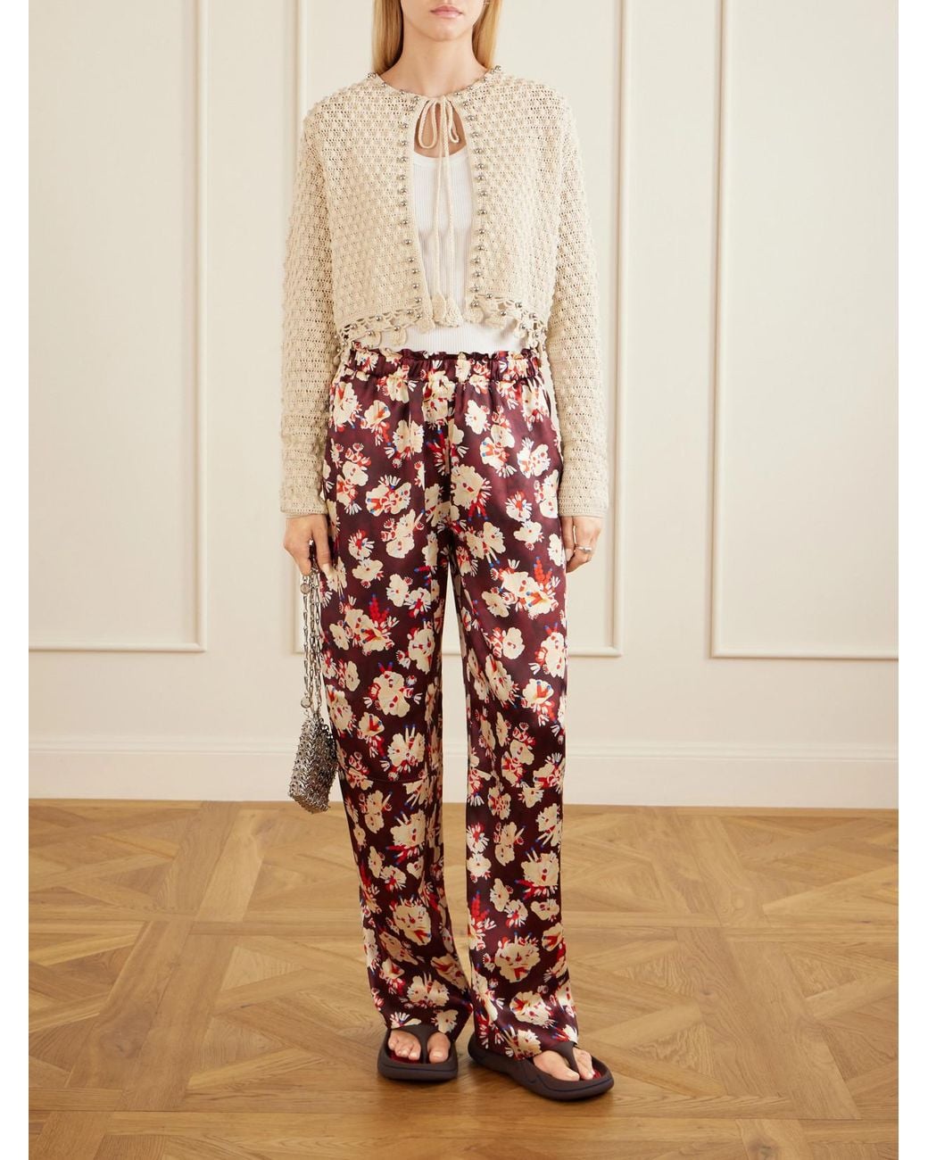 Rabanne Natural Embellished Crocheted Cotton Cardigan