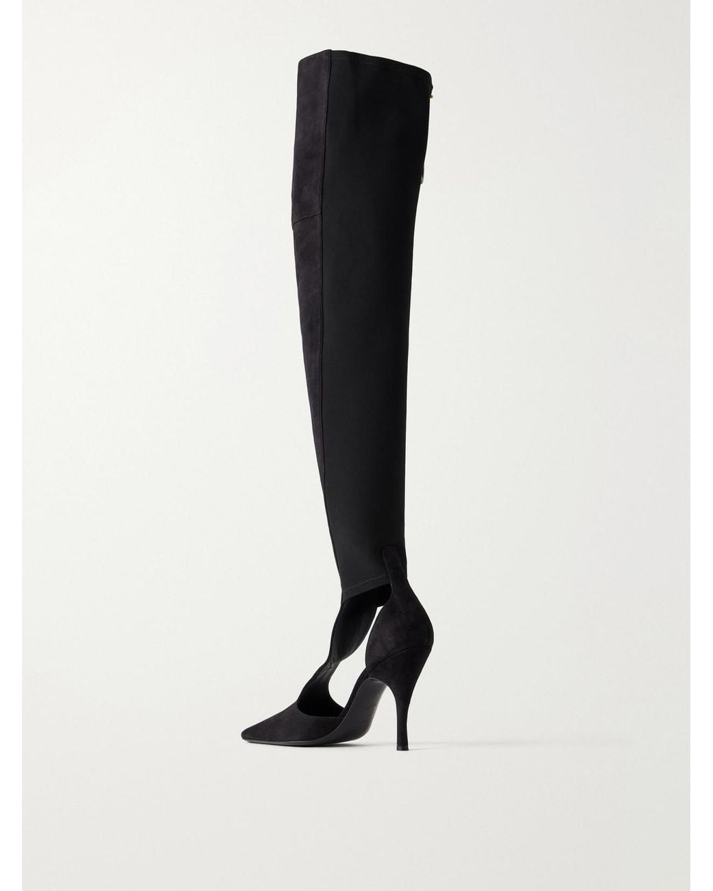 Alaïa Black Cuissardes 100 Suede And Stretch-Knit Over-The-Knee Boots