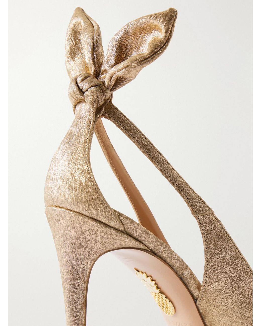Aquazzura White Bow Tie 105 Satin And Leather Pumps