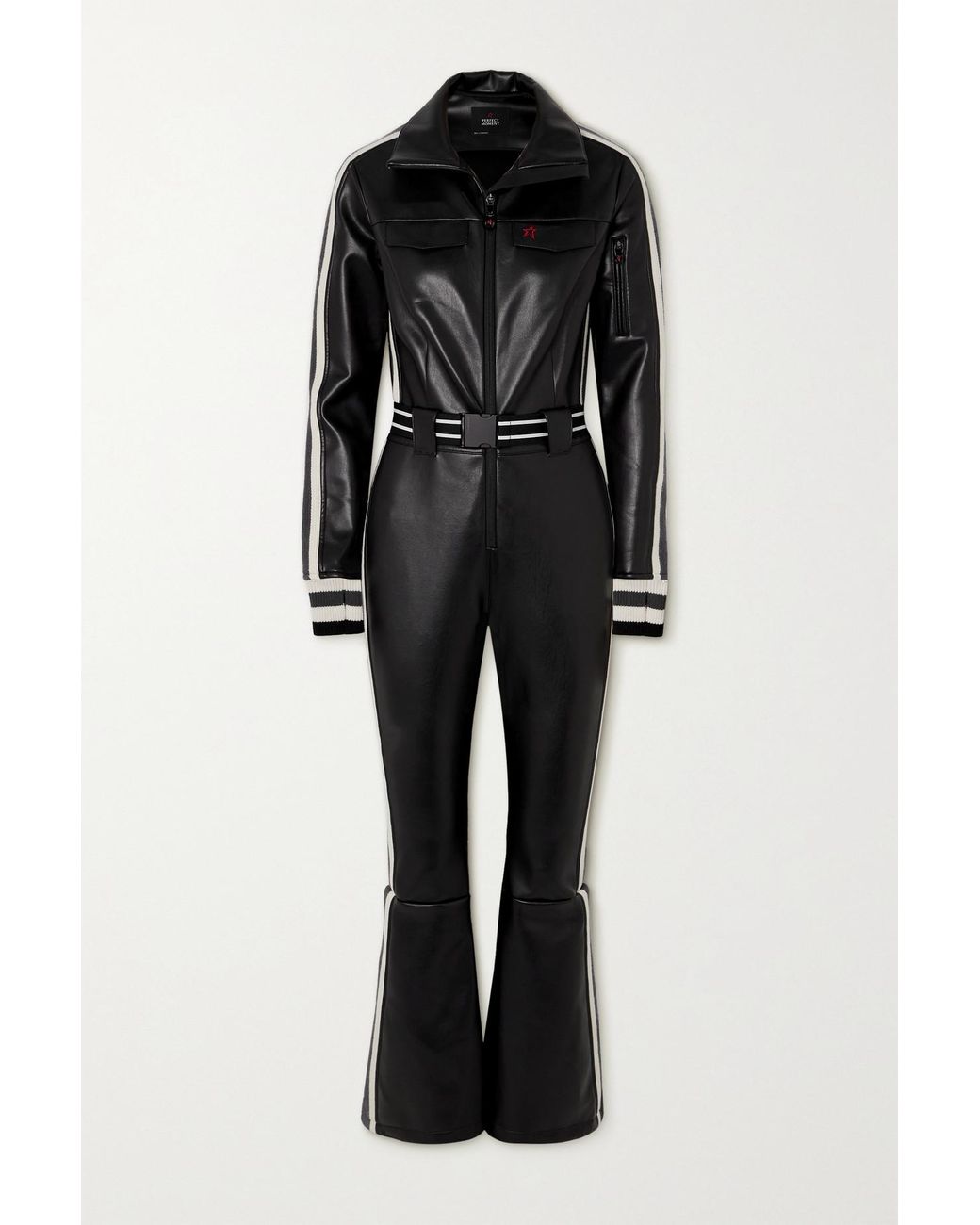 Perfect Moment Crystal Merino Wool-trimmed Faux Leather Ski Suit in ...