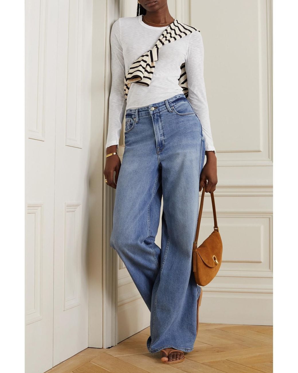 James Perse White Slub Cotton Top