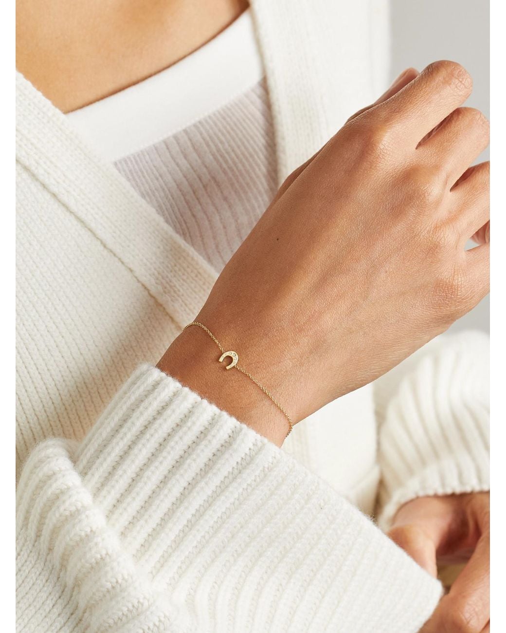 Jennifer Meyer Natural Mini Horseshoe 18-Karat Diamond Bracelet