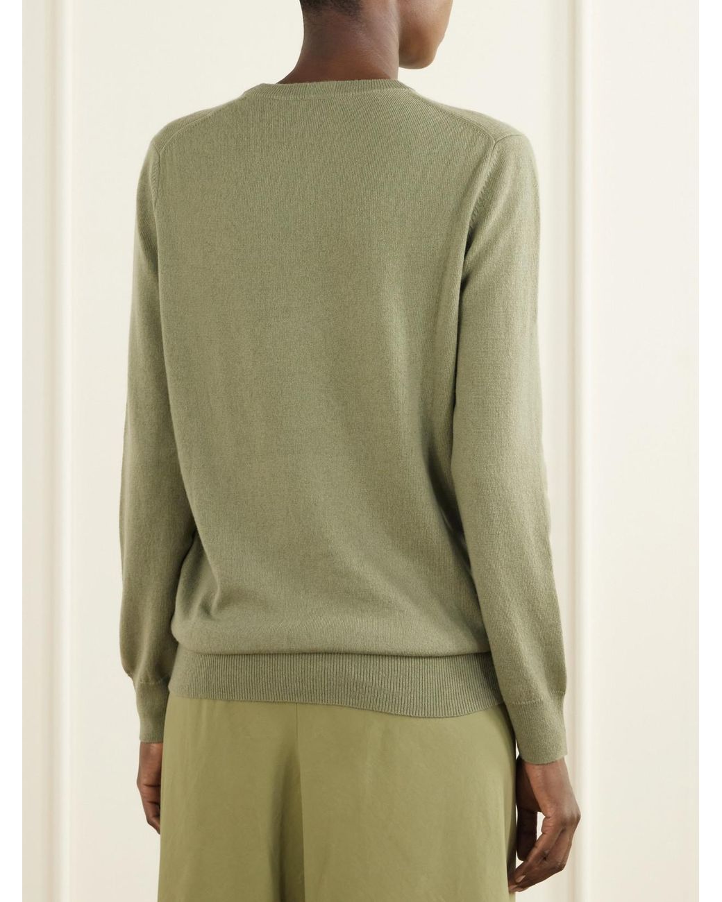 Allude Green Wool And Cashmere-Blend Sweater