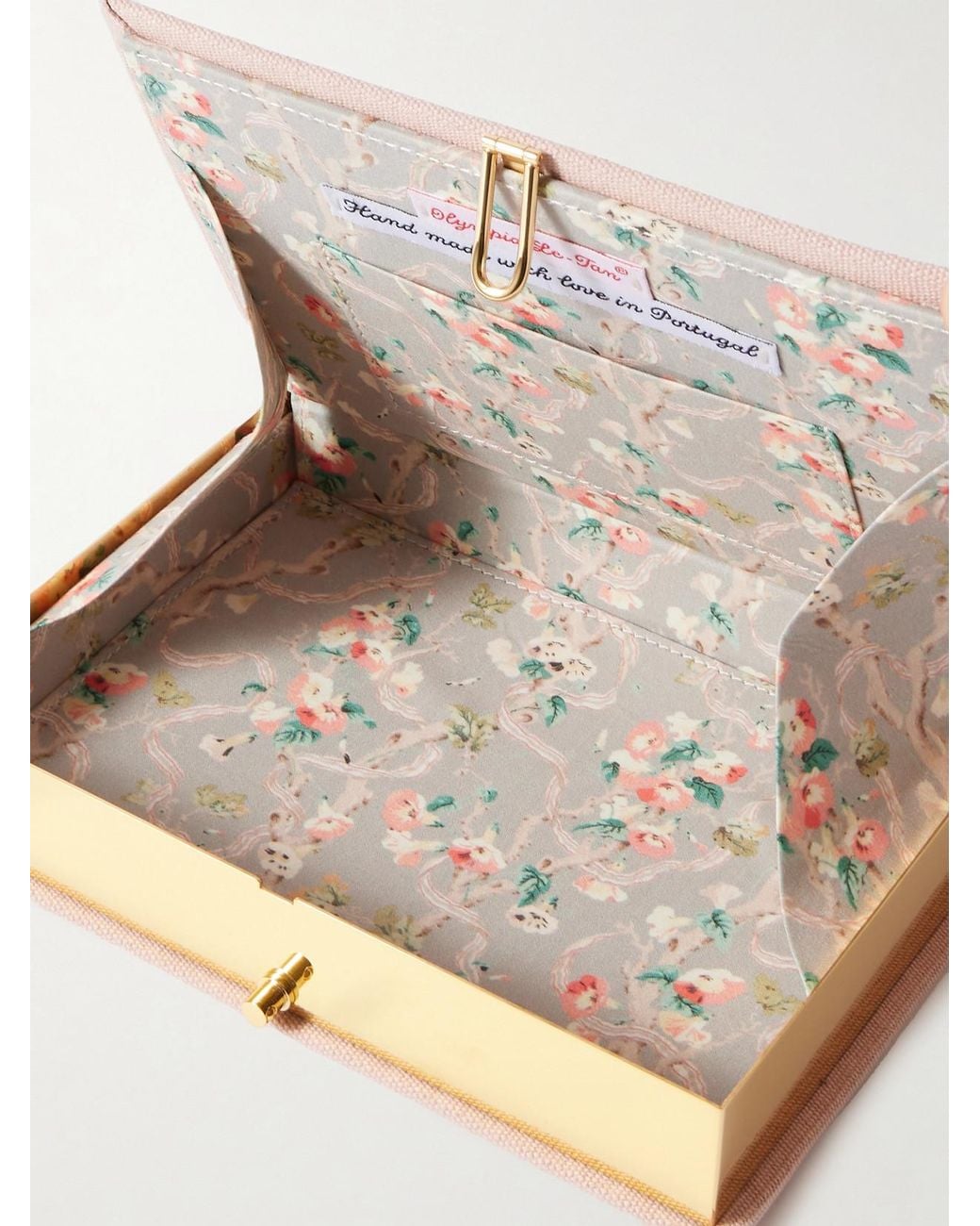 Olympia Le-Tan Pink Messy Nessy The Art Of Paris People Watching Embroidered Appliquéd Canvas Clutch