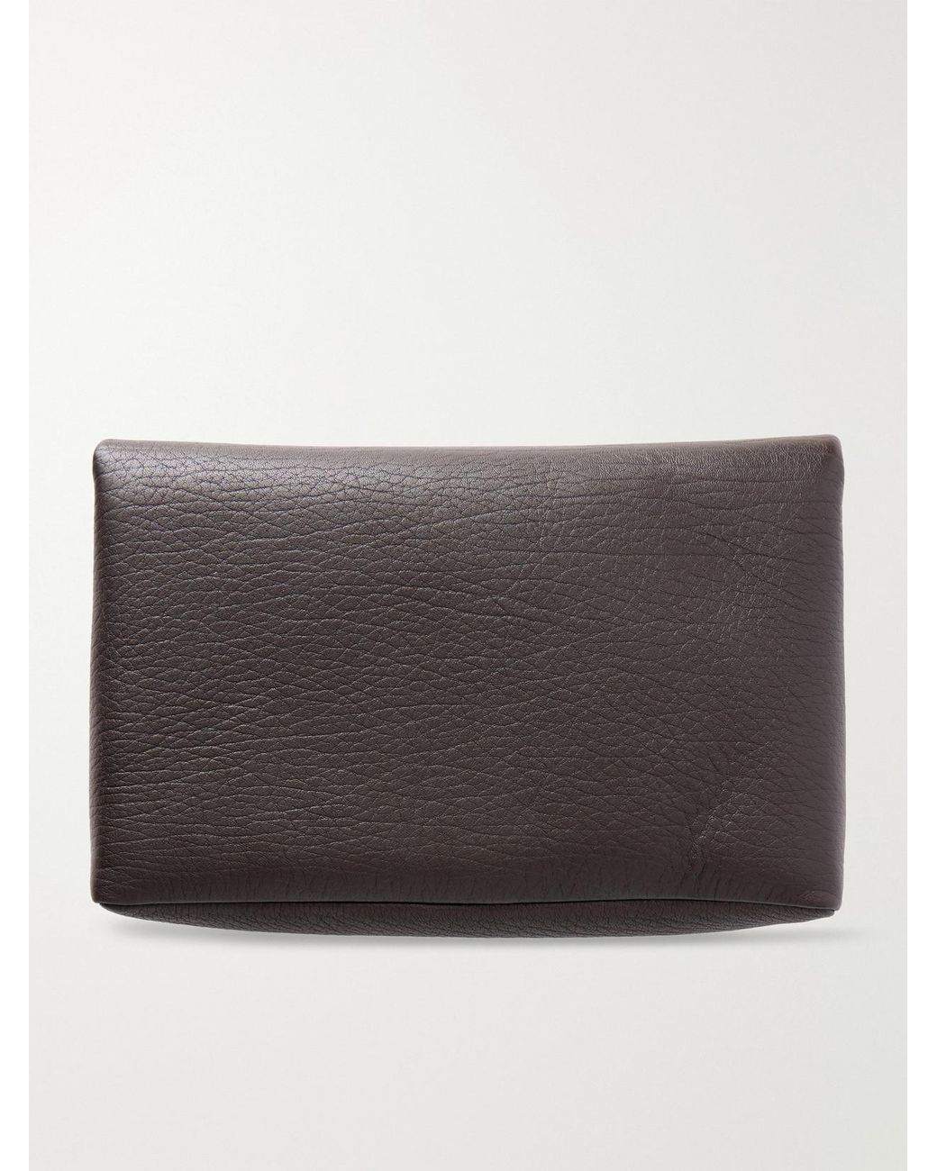 Saint Laurent Gray Cassandre Large Textured-Leather Clutch