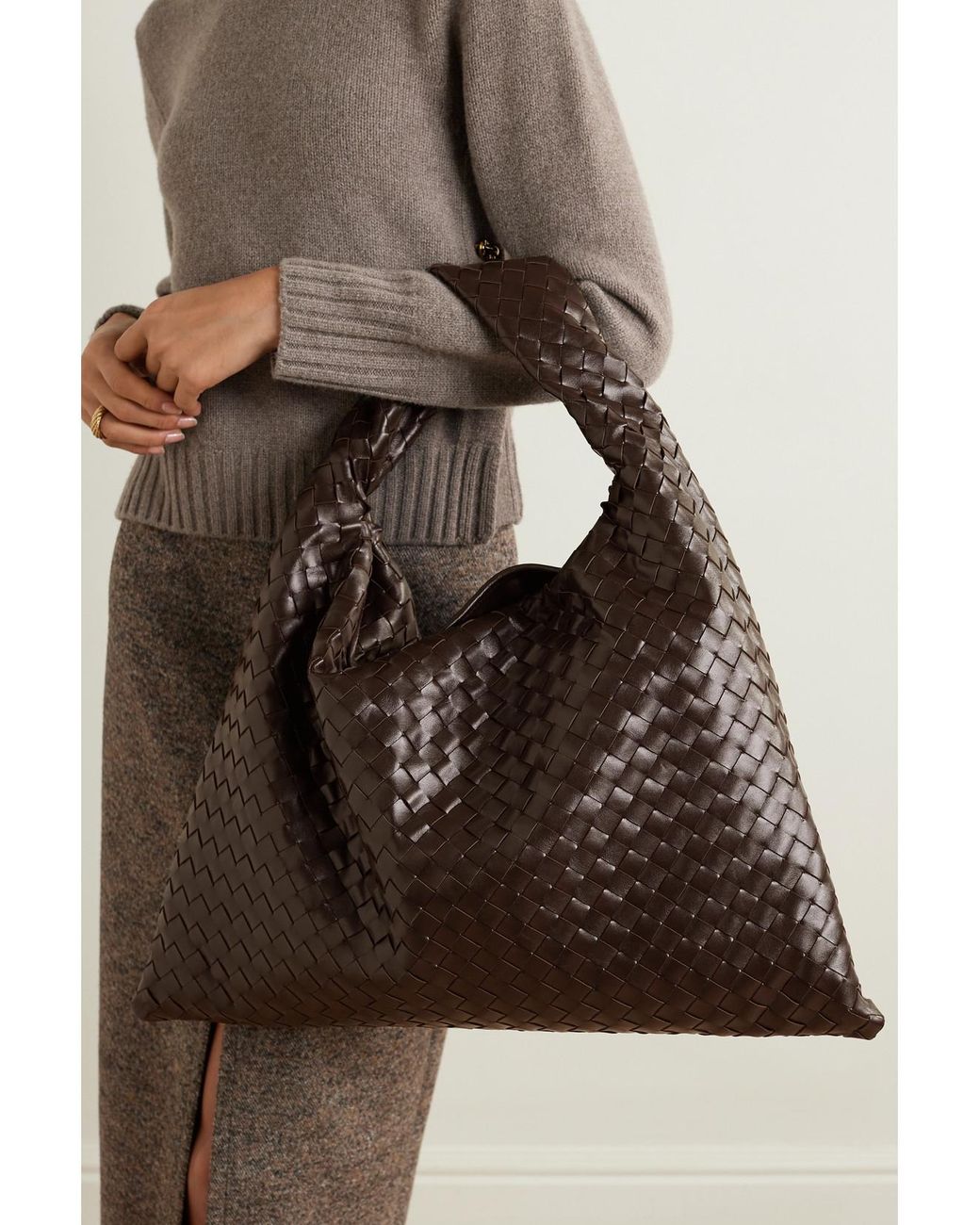 Bottega Veneta Black Hop Large Intrecciato Leather Tote