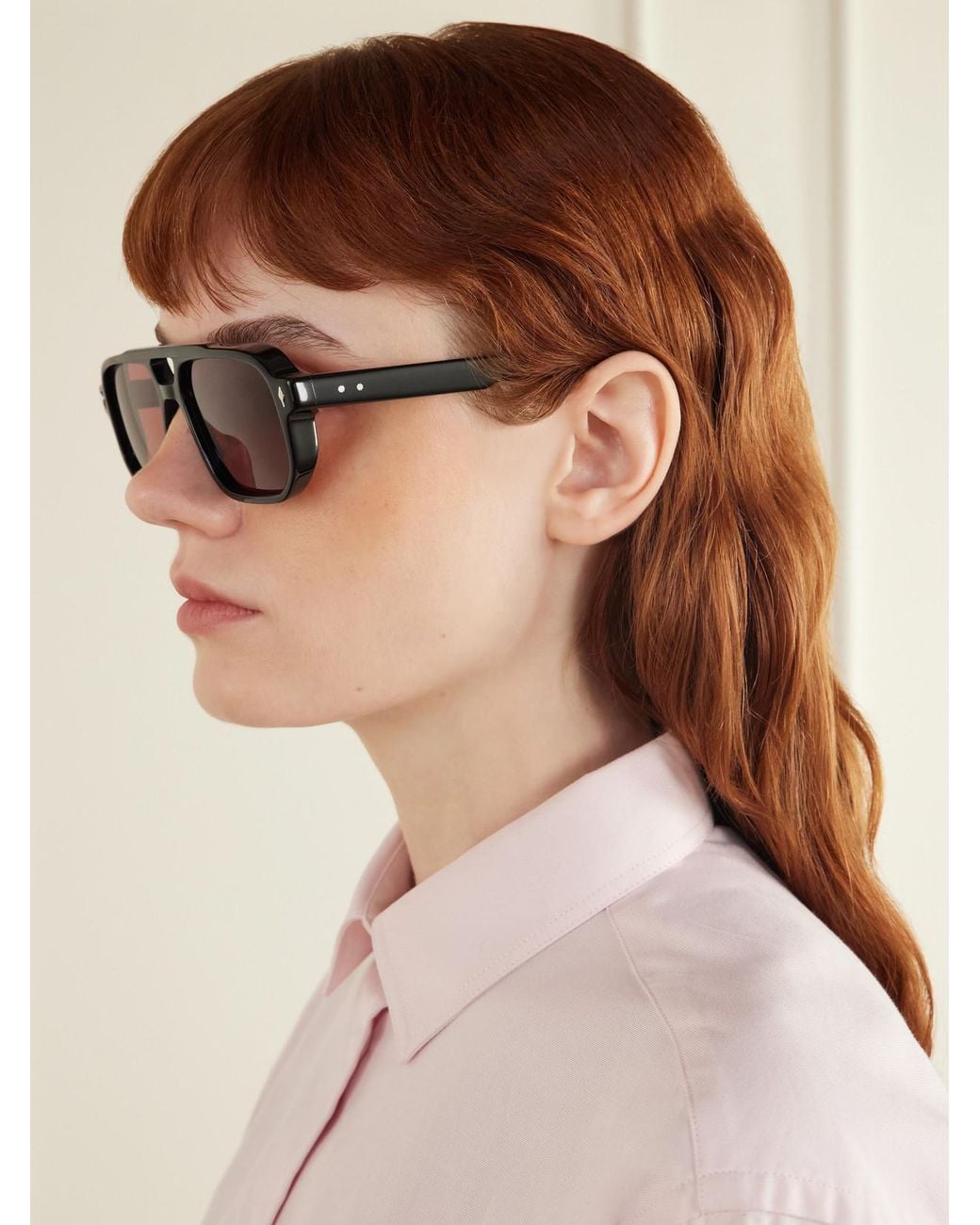Jacques Marie Mage Black Evans Aviator-Style Acetate Sunglasses
