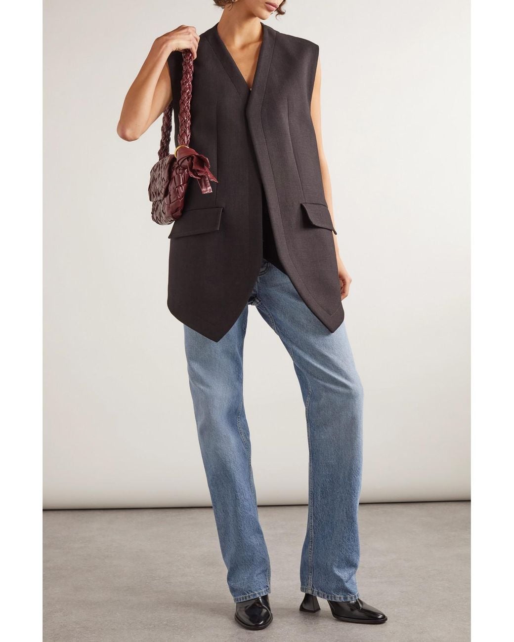 Bottega Veneta Black Cotton-Blend Crepe Vest