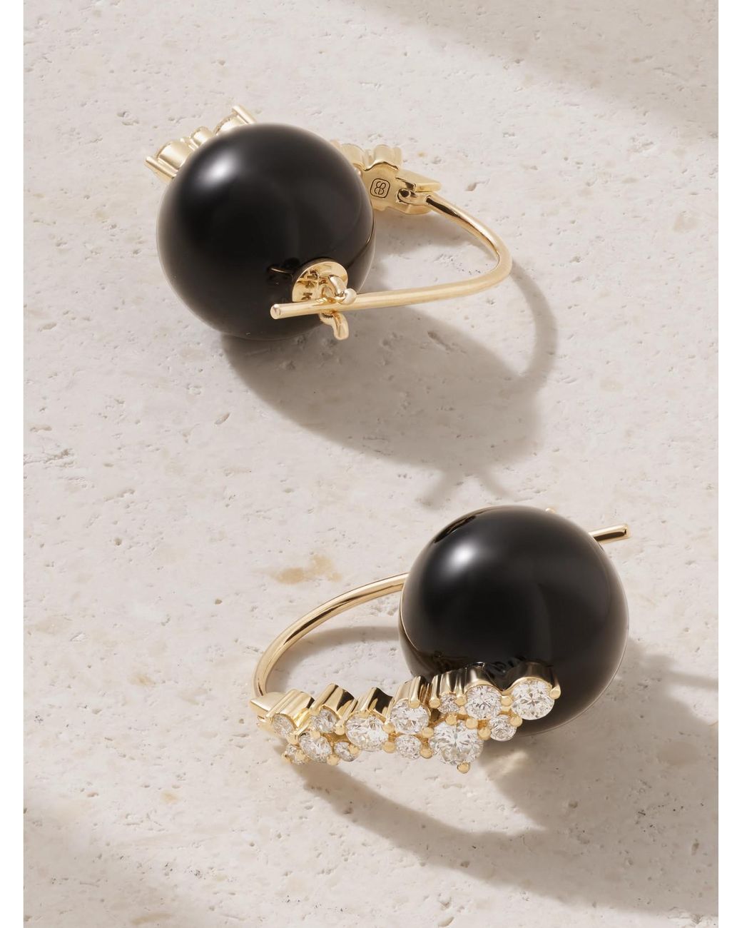 Sydney Evan Natural Cocktail 14-Karat, Onyx And Diamond Earrings