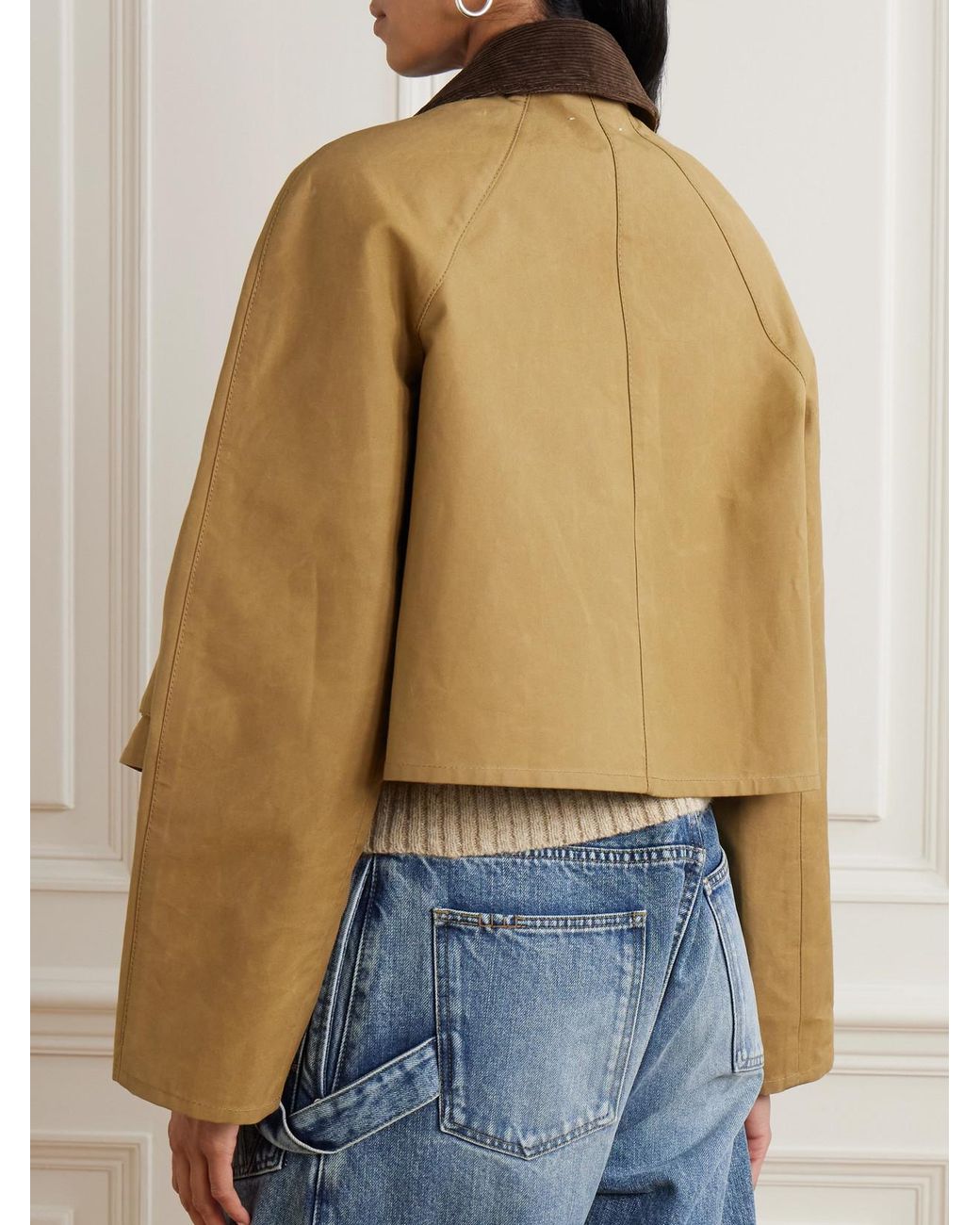 J.W. Anderson Natural Cropped Corduroy-Trimmed Waxed-Cotton Jacket