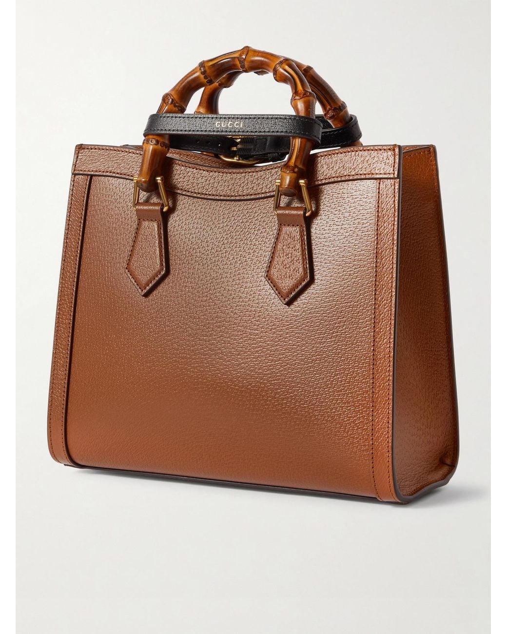 Gucci Brown Diana Small Textured-Leather Tote