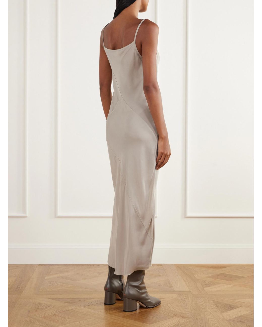 Lauren Manoogian White Paneled Satin Midi Dress