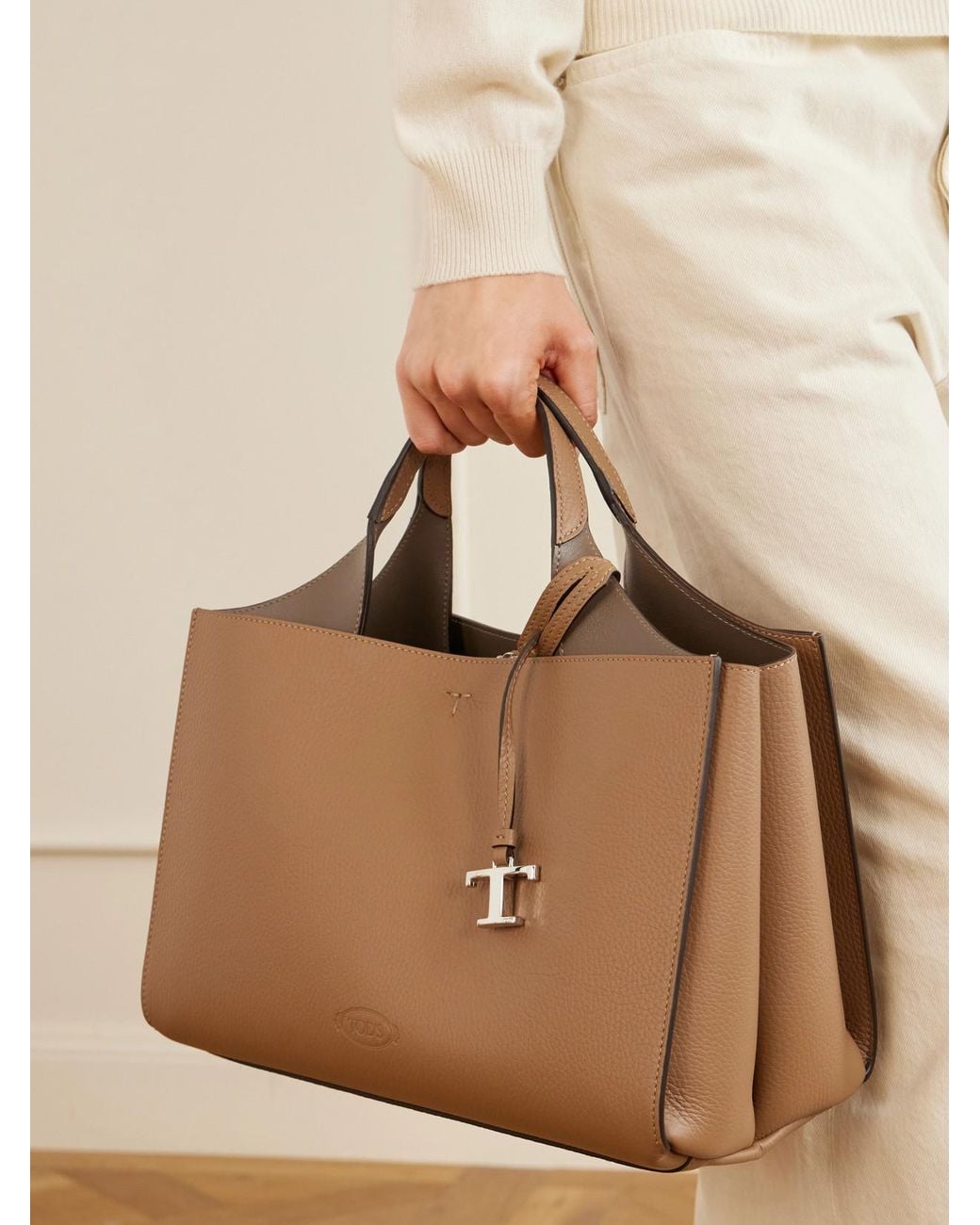 Tod's Natural Mini Textured-Leather Tote