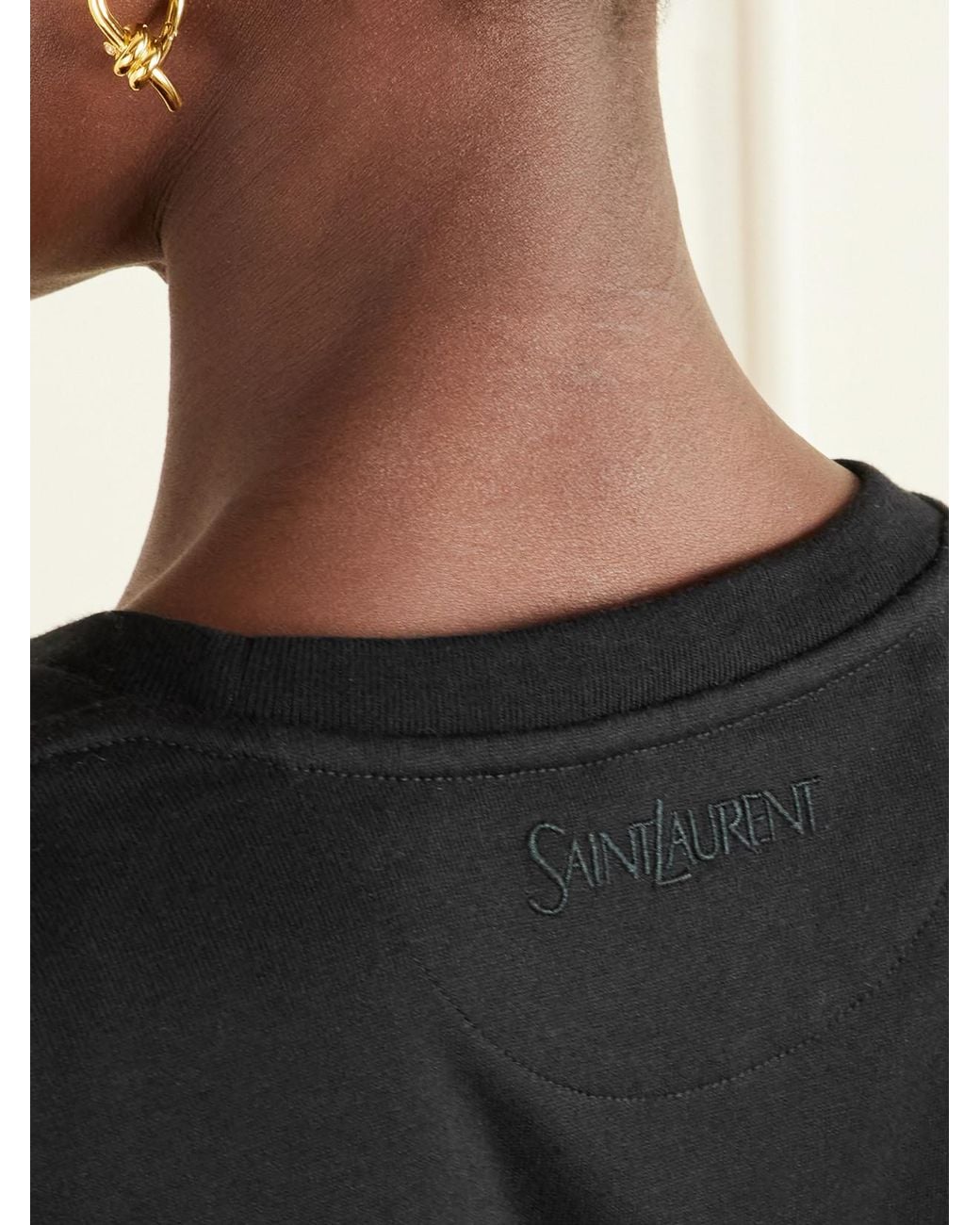Saint Laurent Black Cotton-Jersey T-Shirt