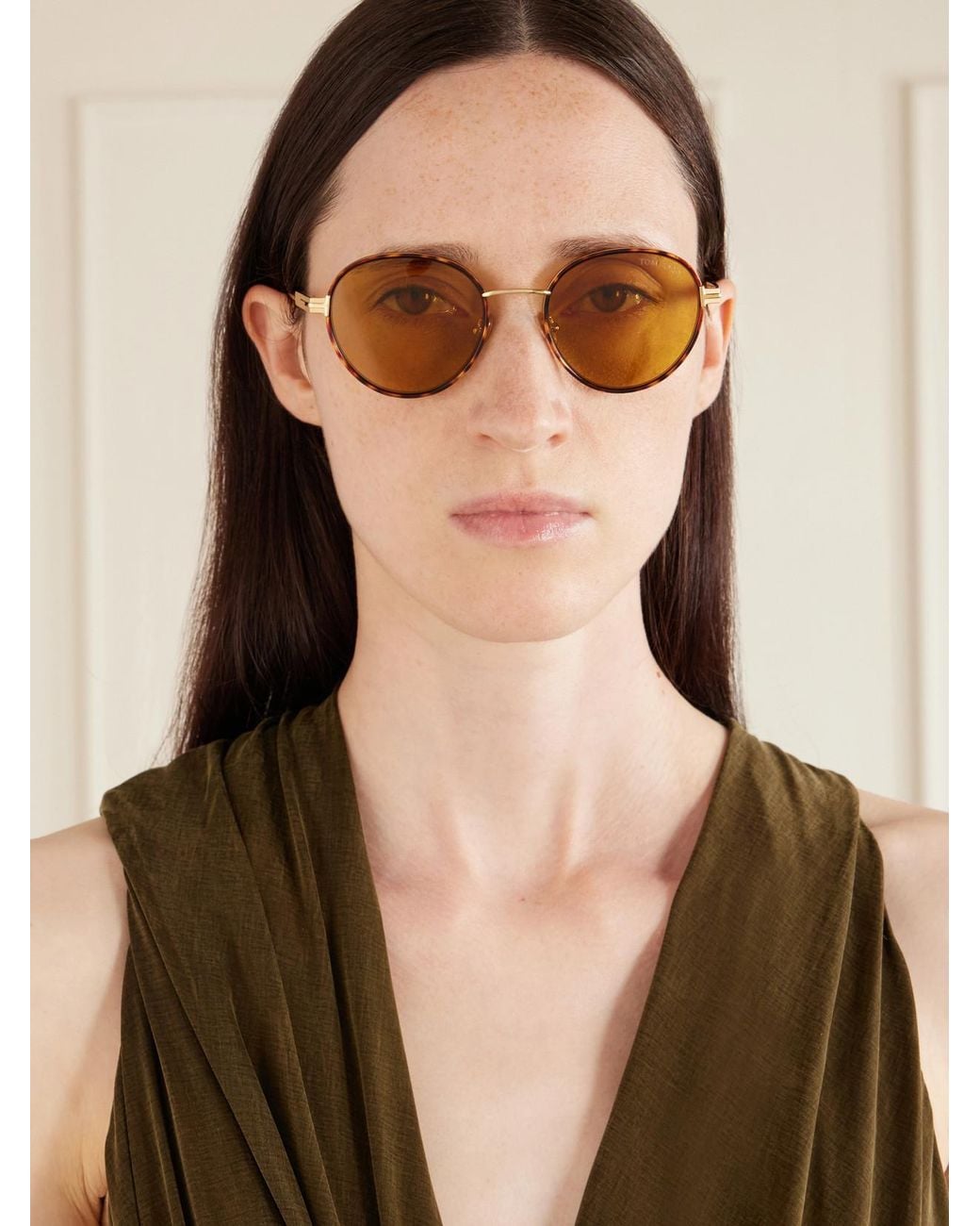 Tom Ford Metallic Jet-02 Round-Frame-Tone And Acetate Sunglasses