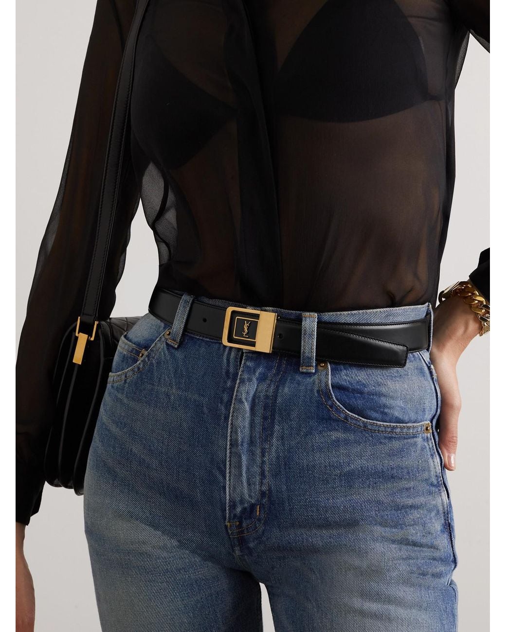 Saint Laurent Black Le 66 Leather Belt