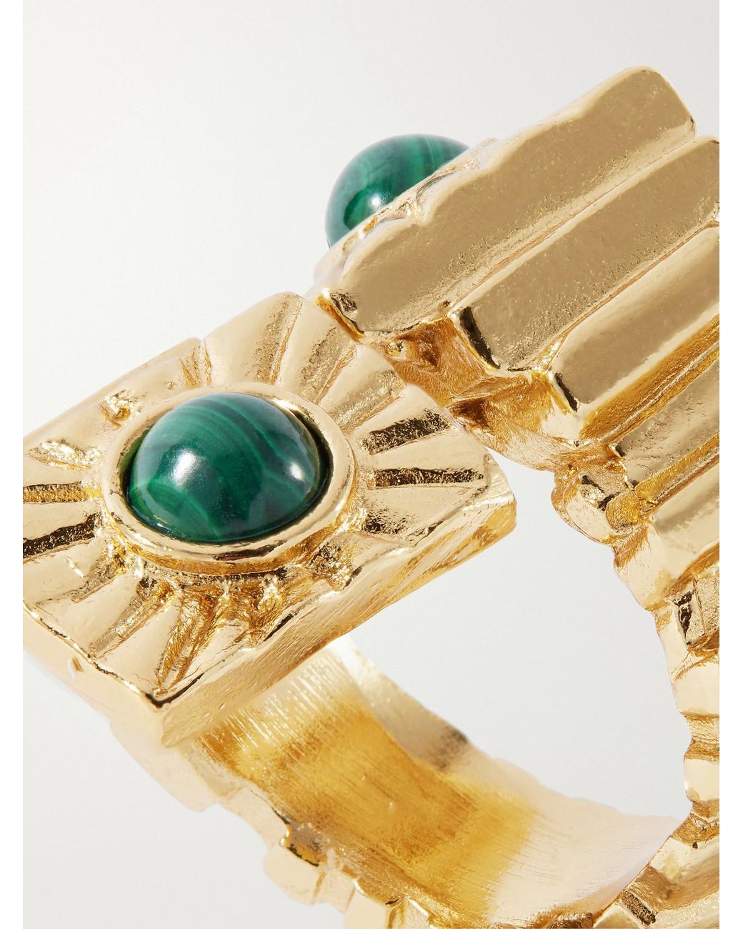 Paola Sighinolfi Metallic Kabala-Plated Malachite Ring