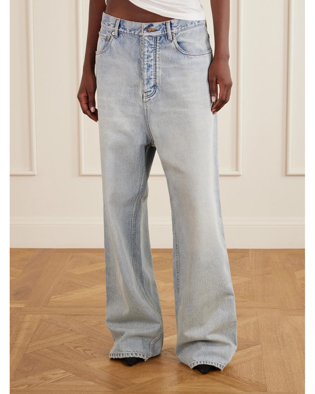 Balenciaga Blue Straight-Leg Cotton Denim Pants