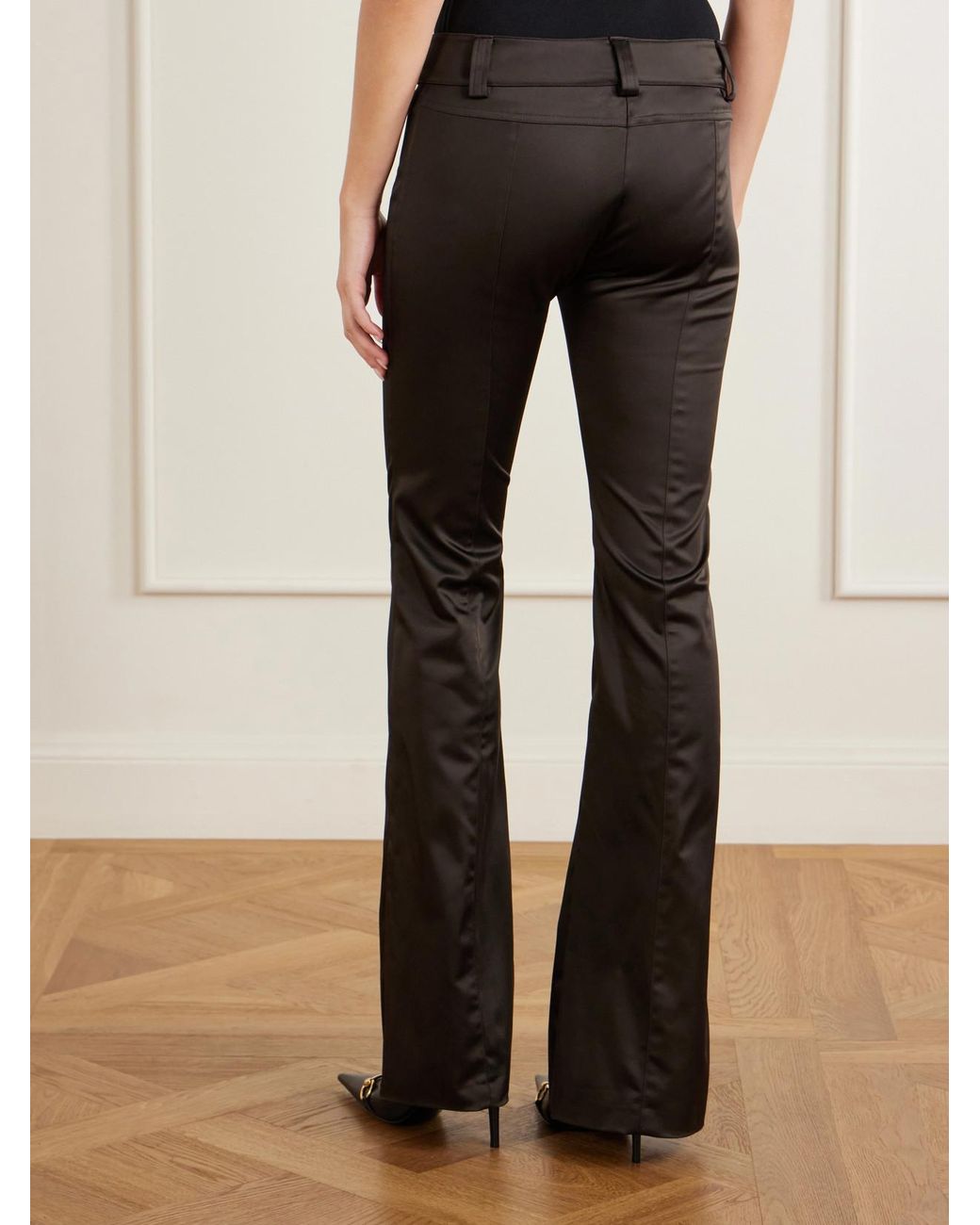Gucci Black Low-Rise Satin Slim-Fit Pants