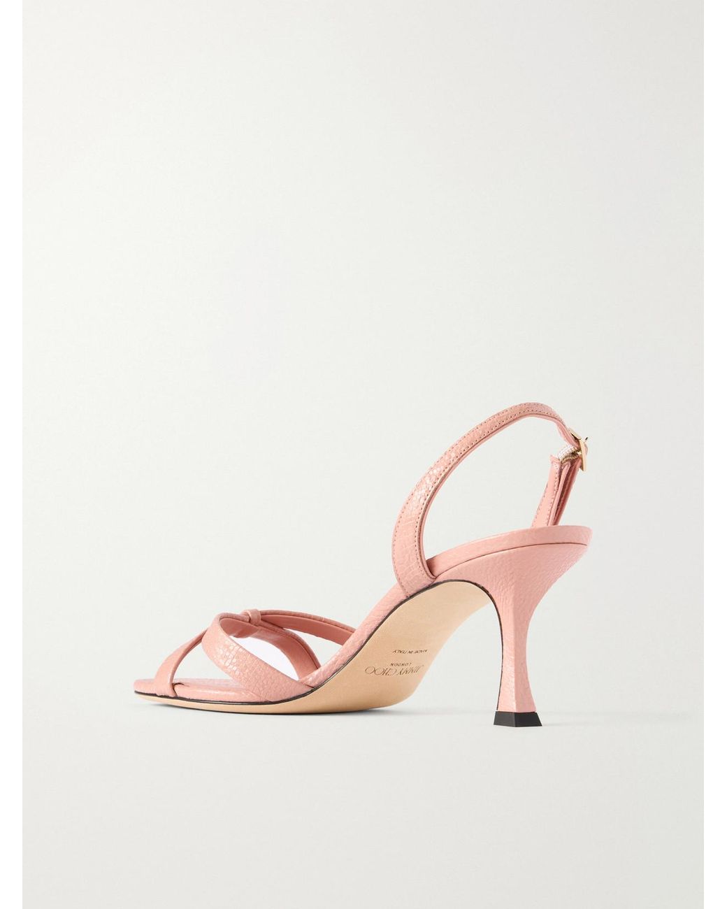 Jimmy Choo Pink Elsy 70 Slingback Crackled-Leather Sandals