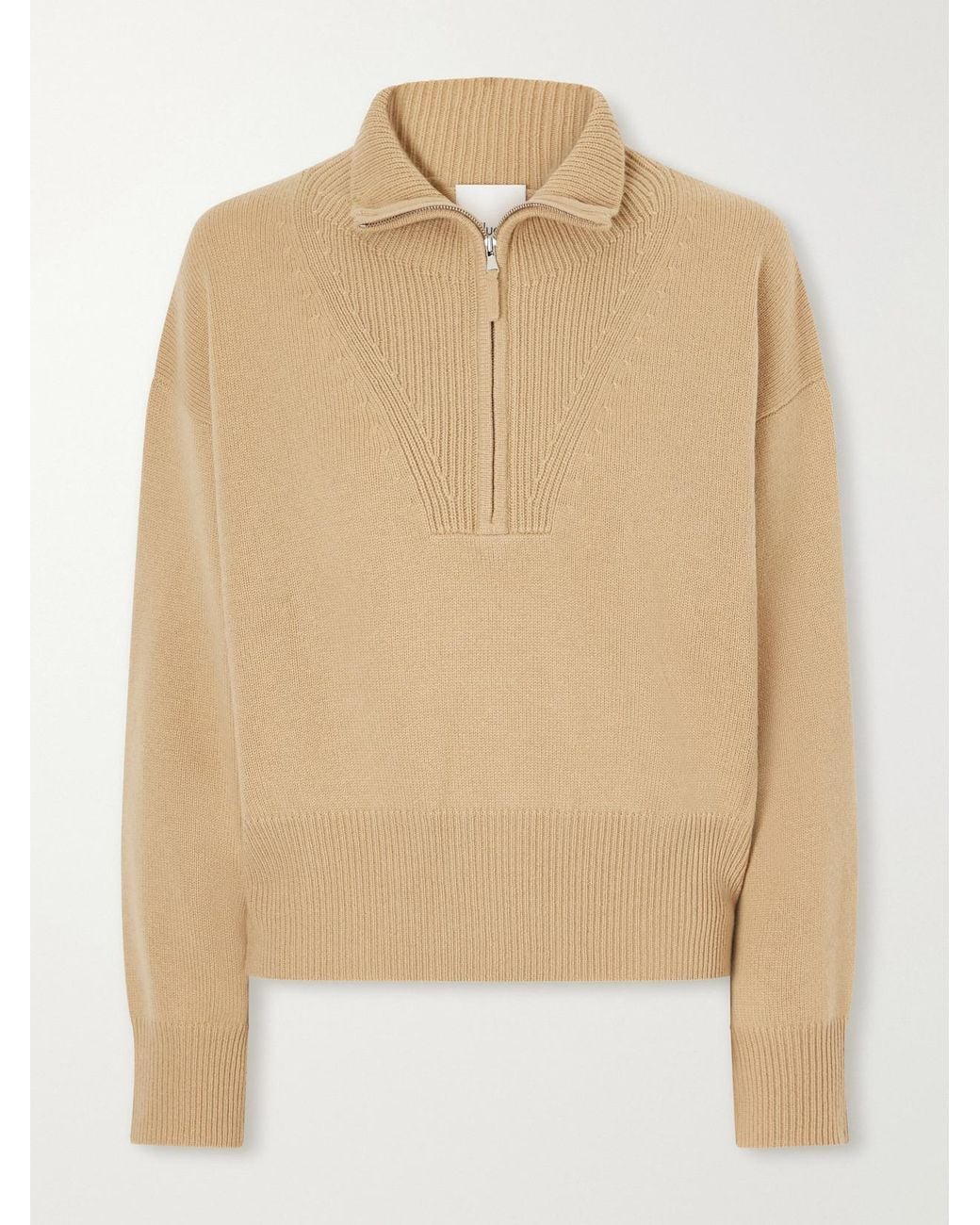 Allude Natural Troyer Cashmere Half-Zip Polo Sweater