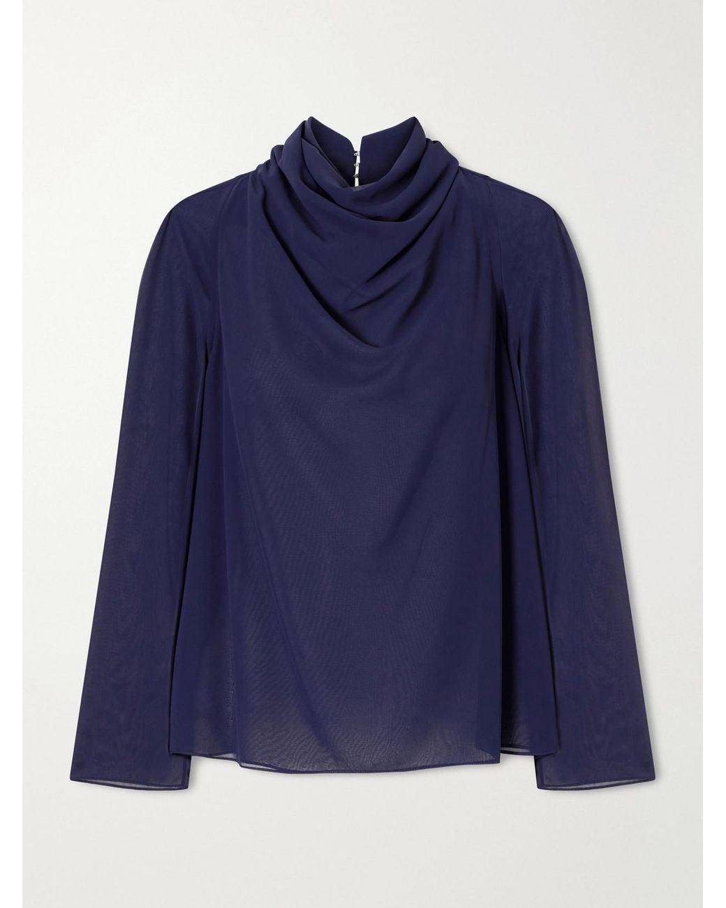 Altuzarra Blue Cara Draped Georgette Blouse