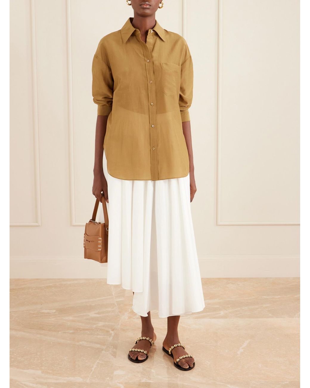 Twp Natural Big Joe Cotton And Silk-Blend Shirt