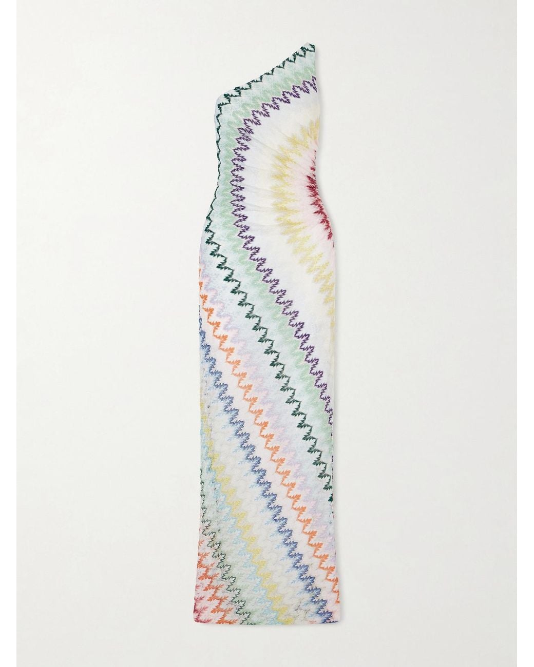 Missoni White Striped Metallic Crochet-Knit Maxi Dress