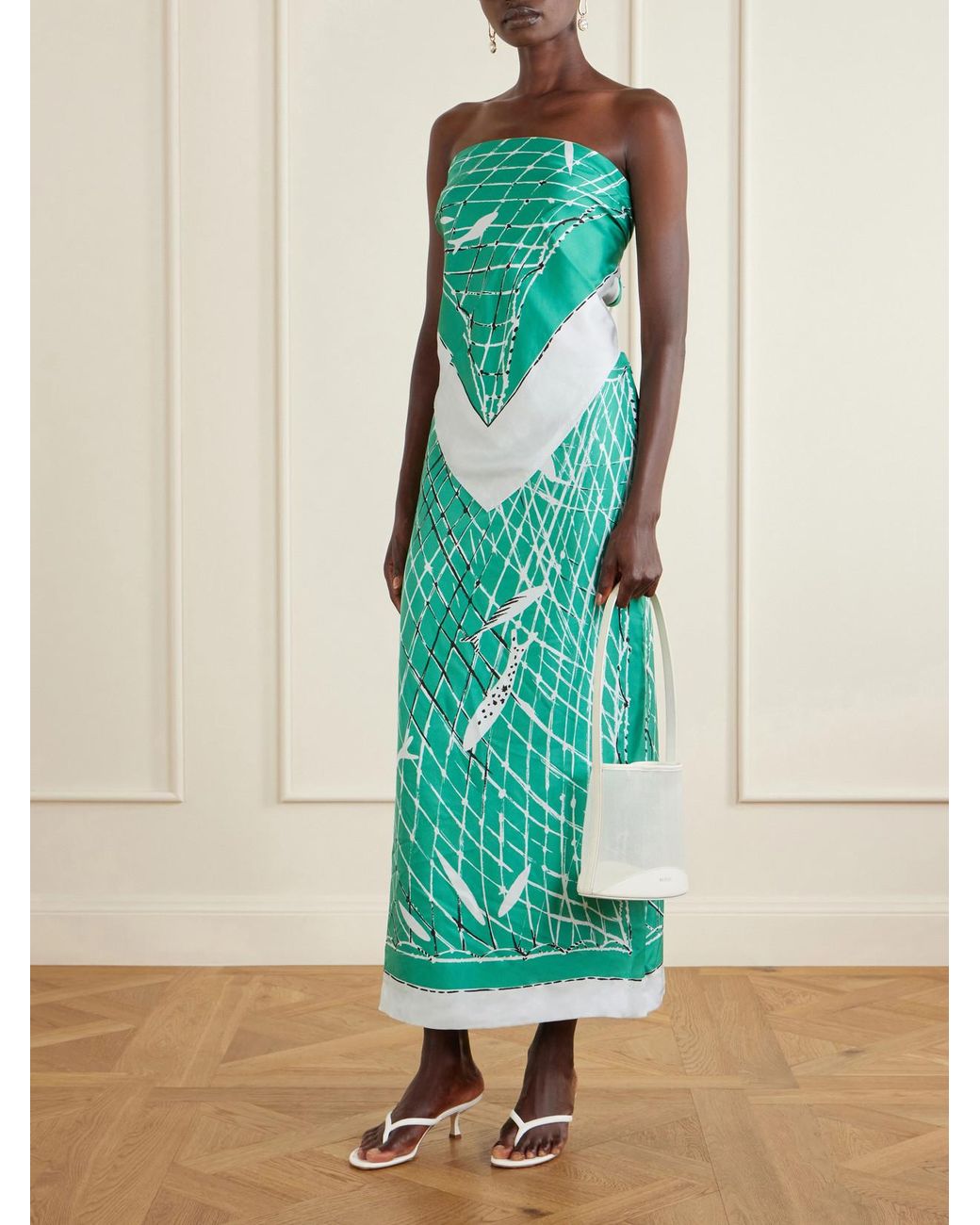 Altuzarra Green Linnie Printed Silk Maxi Skirt