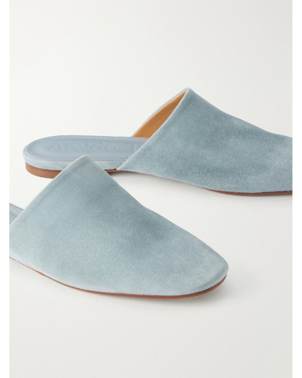 Aeyde White Rega Suede Slides