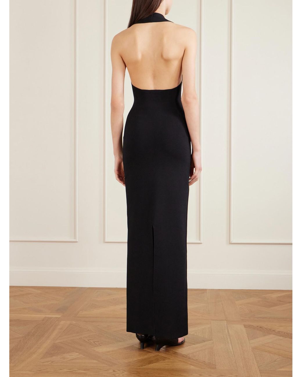 Khaite Black Mahi Knitted Halterneck Maxi Dress