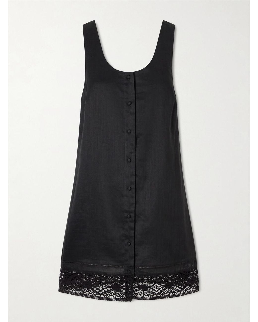 FRAME Black Heirloom Ramie Mini Dress