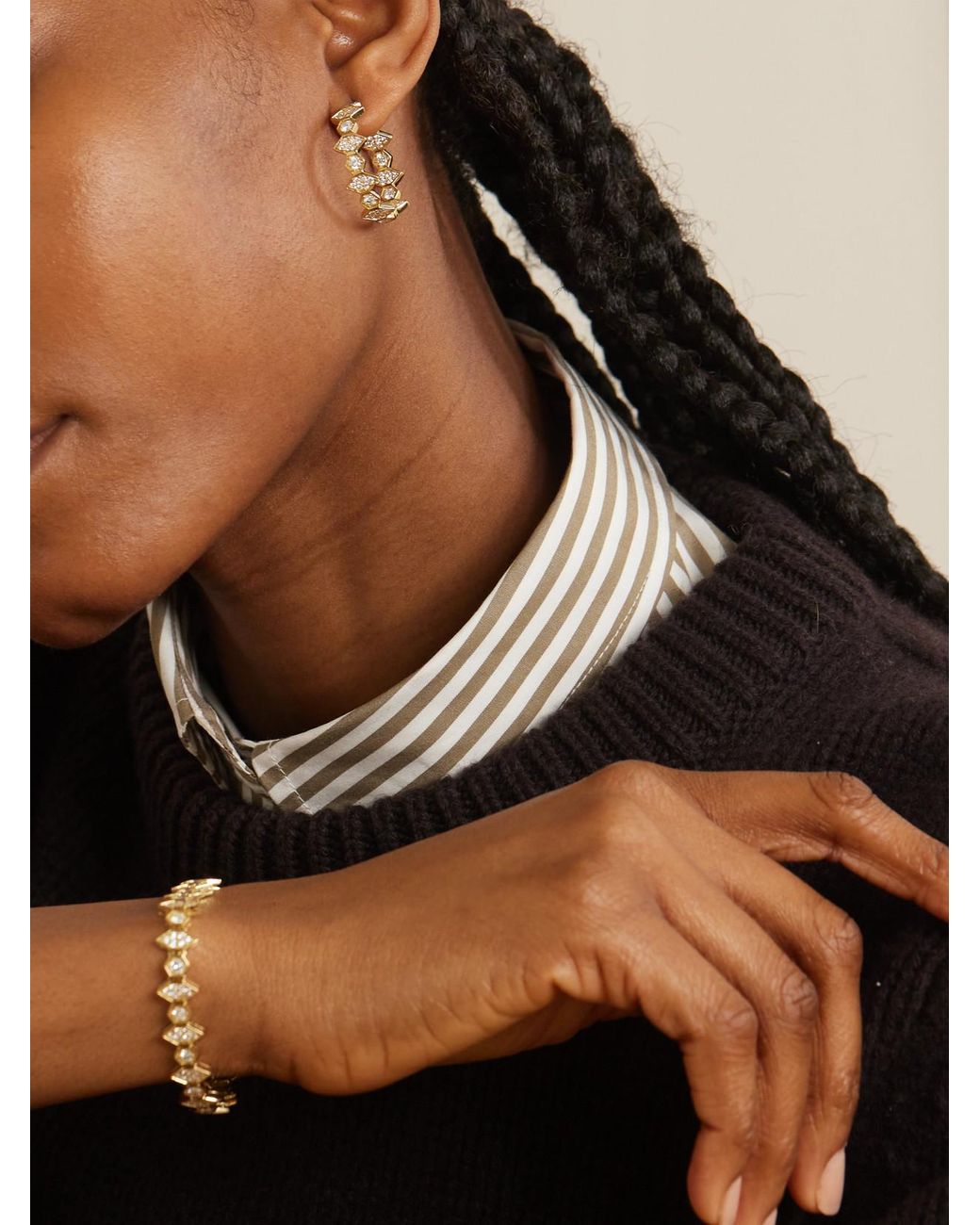 KOLOURS JEWELRY Natural Hexagon Extra Large 18-Karat Diamond Hoop Earrings