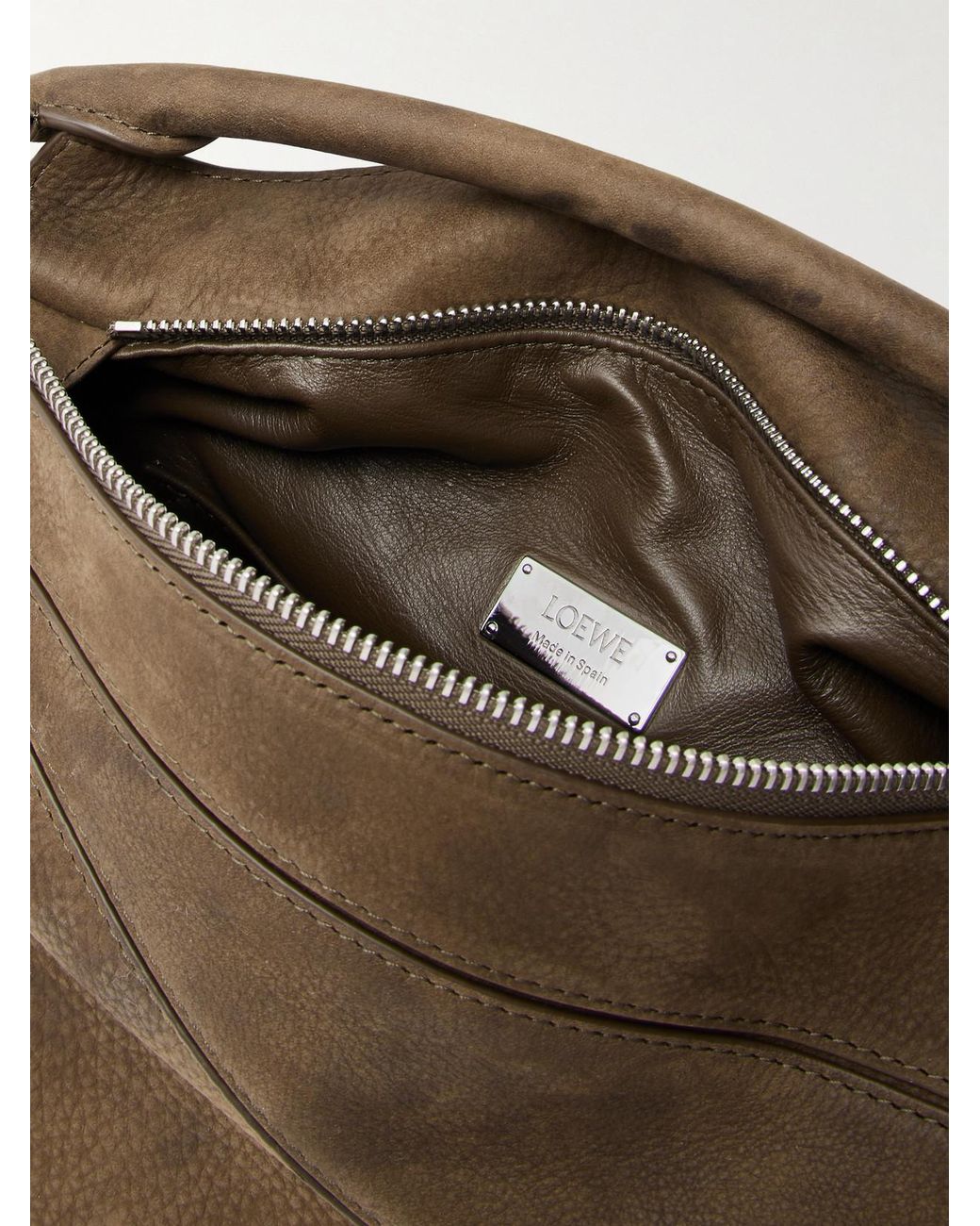 Loewe Brown Puzzle Small Textured-Nubuck Shoulder Bag