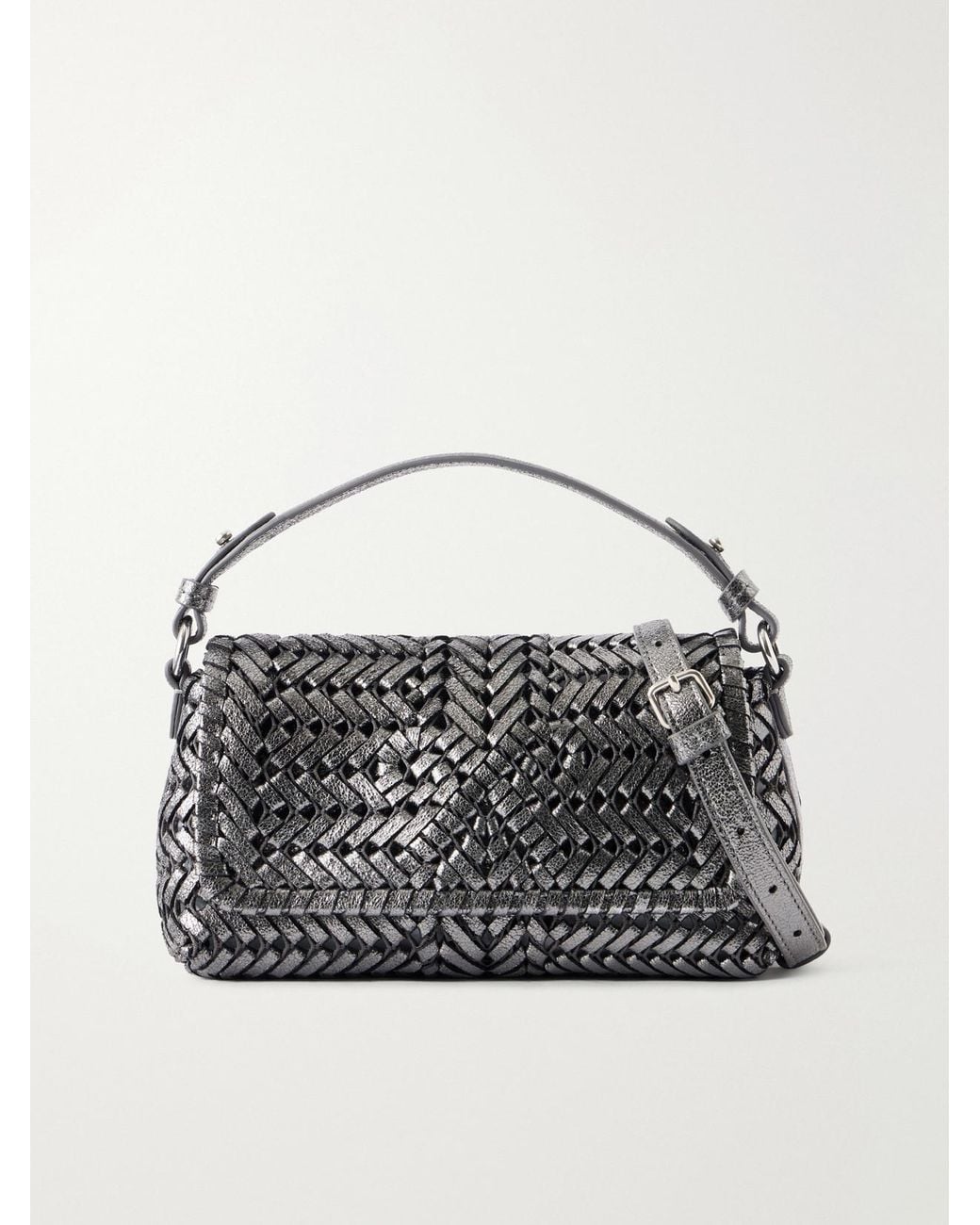 Anya Hindmarch Gray The Neeson New Metallic Woven Leather Top-Handle Bag