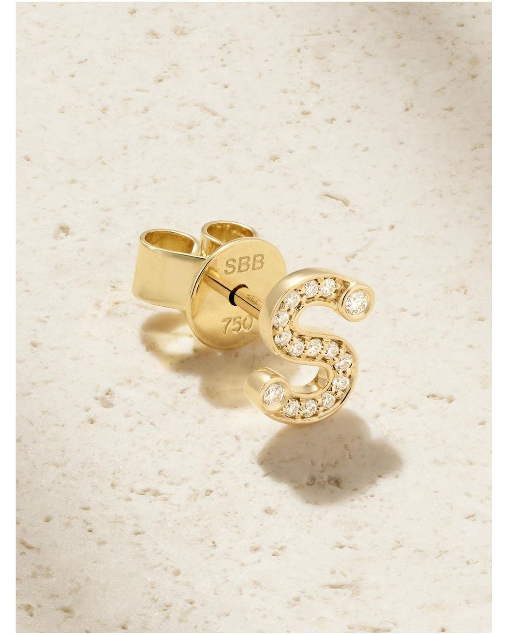 Sophie Bille Brahe Natural Petite Letter 18-Karat Recycled Diamond Single Earring