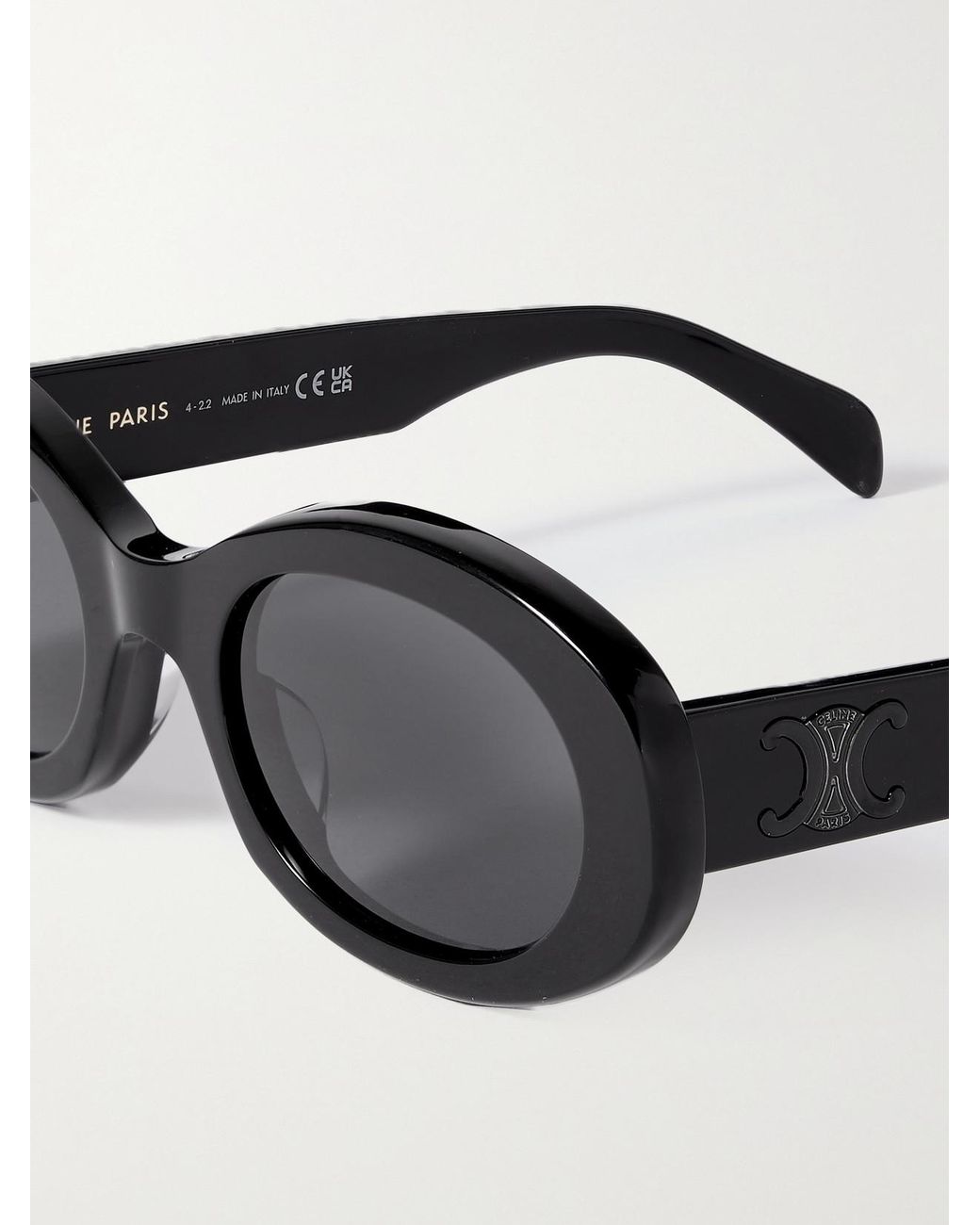 Céline Black Triomphe Oval-Frame Acetate Sunglasses