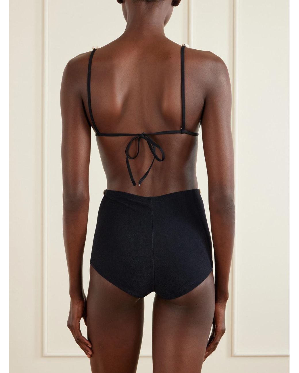 SARA CRISTINA Blue Embellished Jersey Bikini Briefs