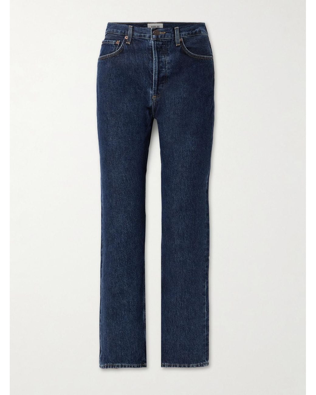 Agolde Blue 90's Pinch Waist High-Rise Straight-Leg Jeans