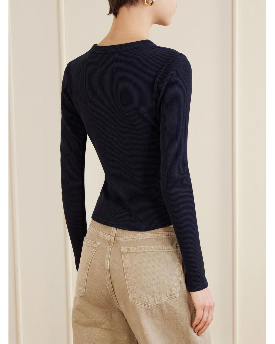 Citizens of Humanity Blue Kari Ribbed Stretch-Jersey Cardigan