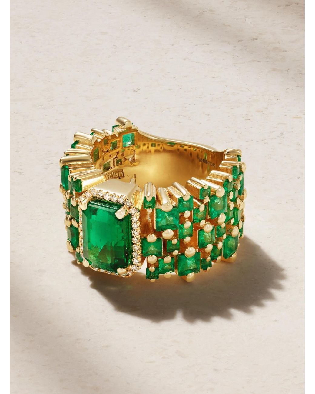 Suzanne Kalan Green 18-Karat, Emerald And Diamond Ring
