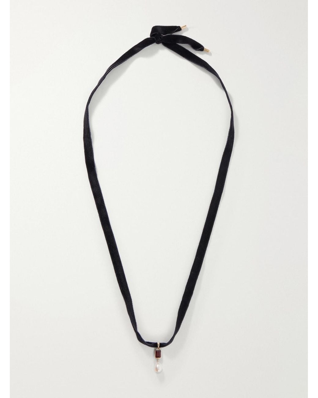 Loren Stewart Blue Crimson 14-Karat Garnet And Pearl Choker