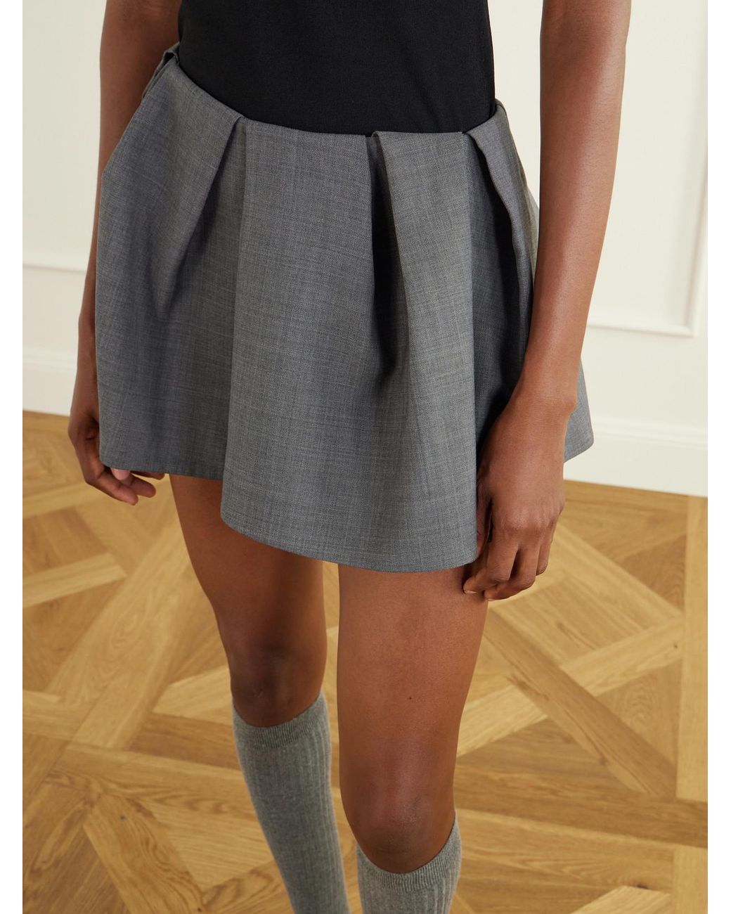 ShuShu/Tong Gray Wool-Blend Mini Skirt