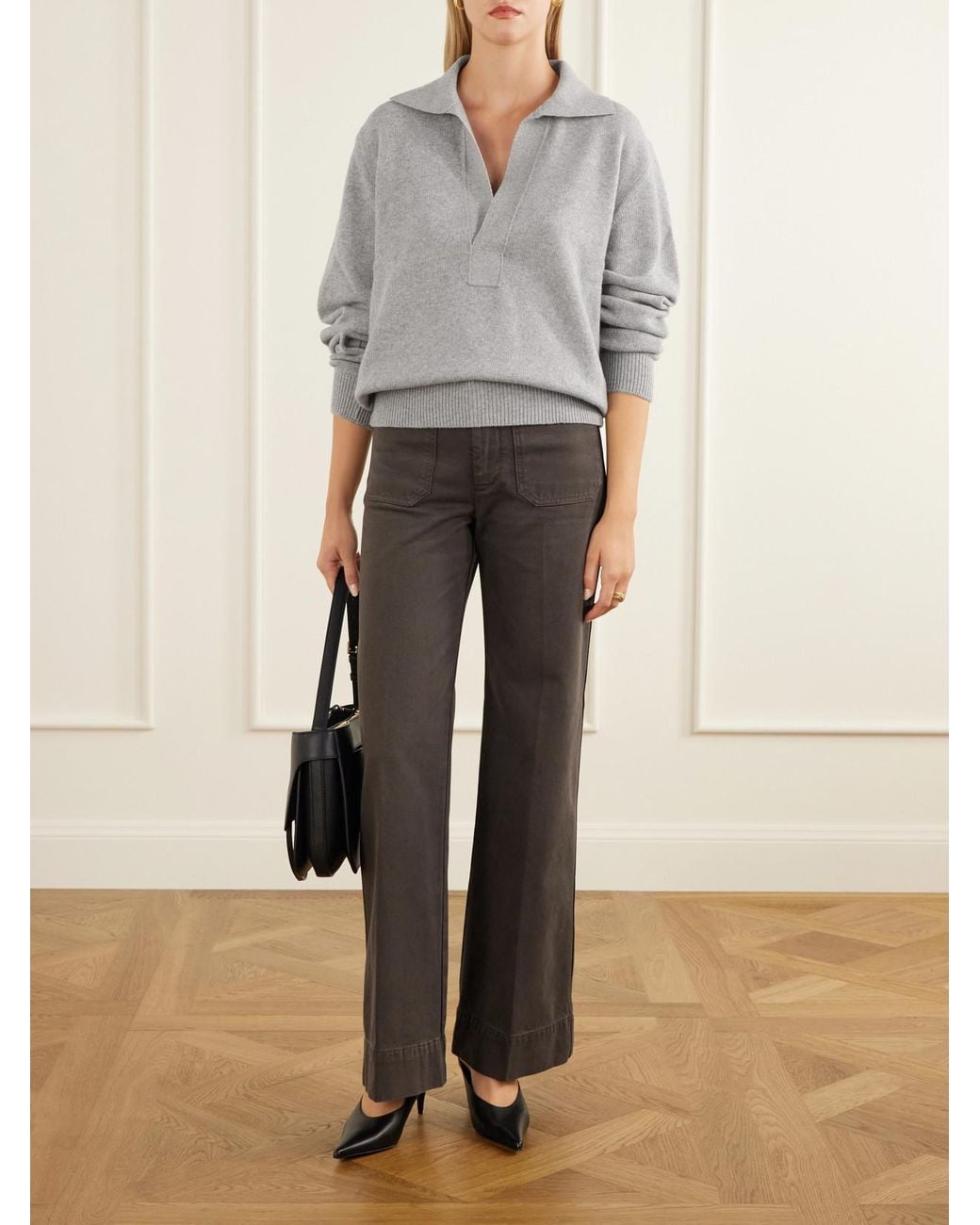 Victoria Beckham Gray Genevieve Wool And Cashmere-Blend Sweater