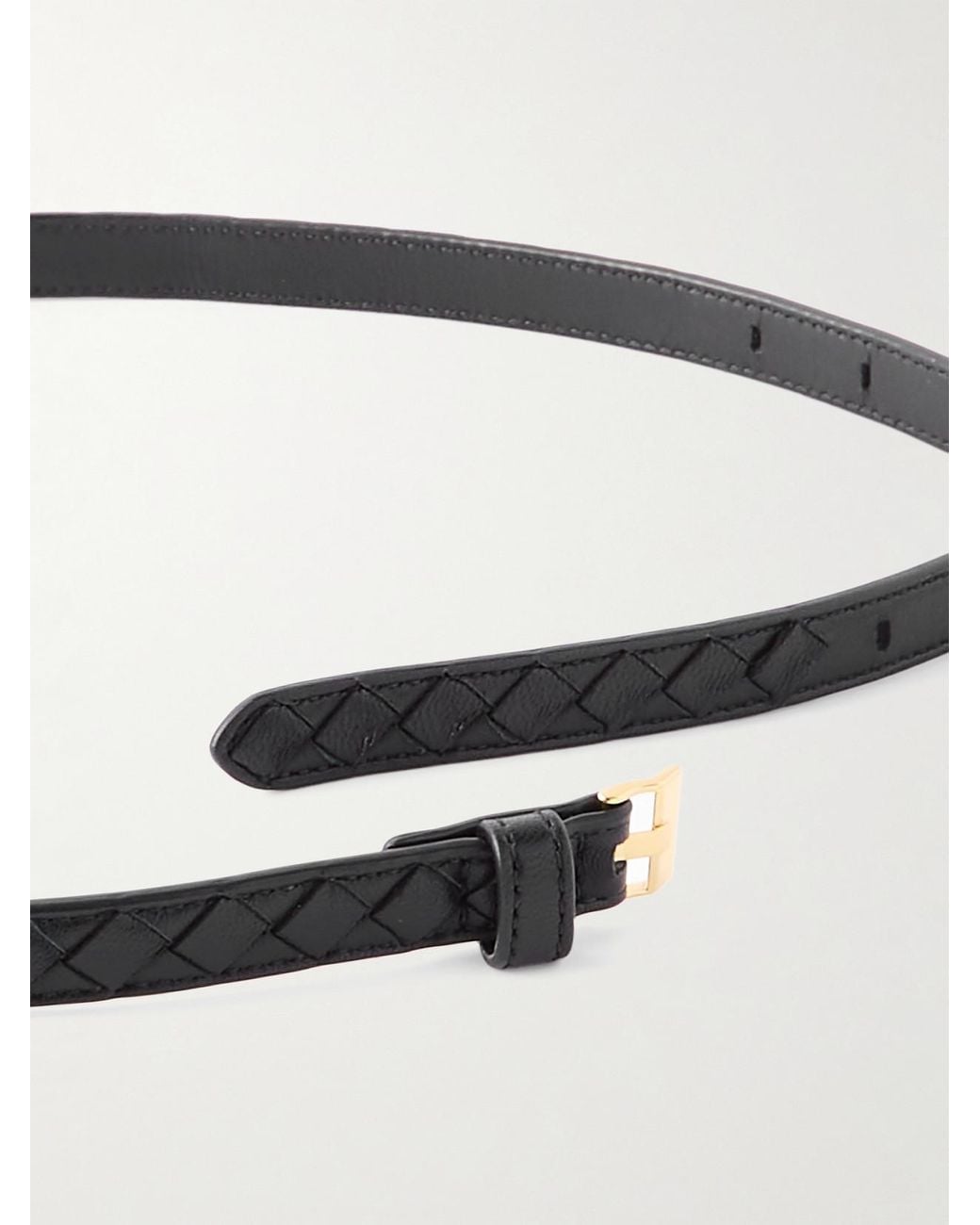 Bottega Veneta Black Intrecciato Leather Belt