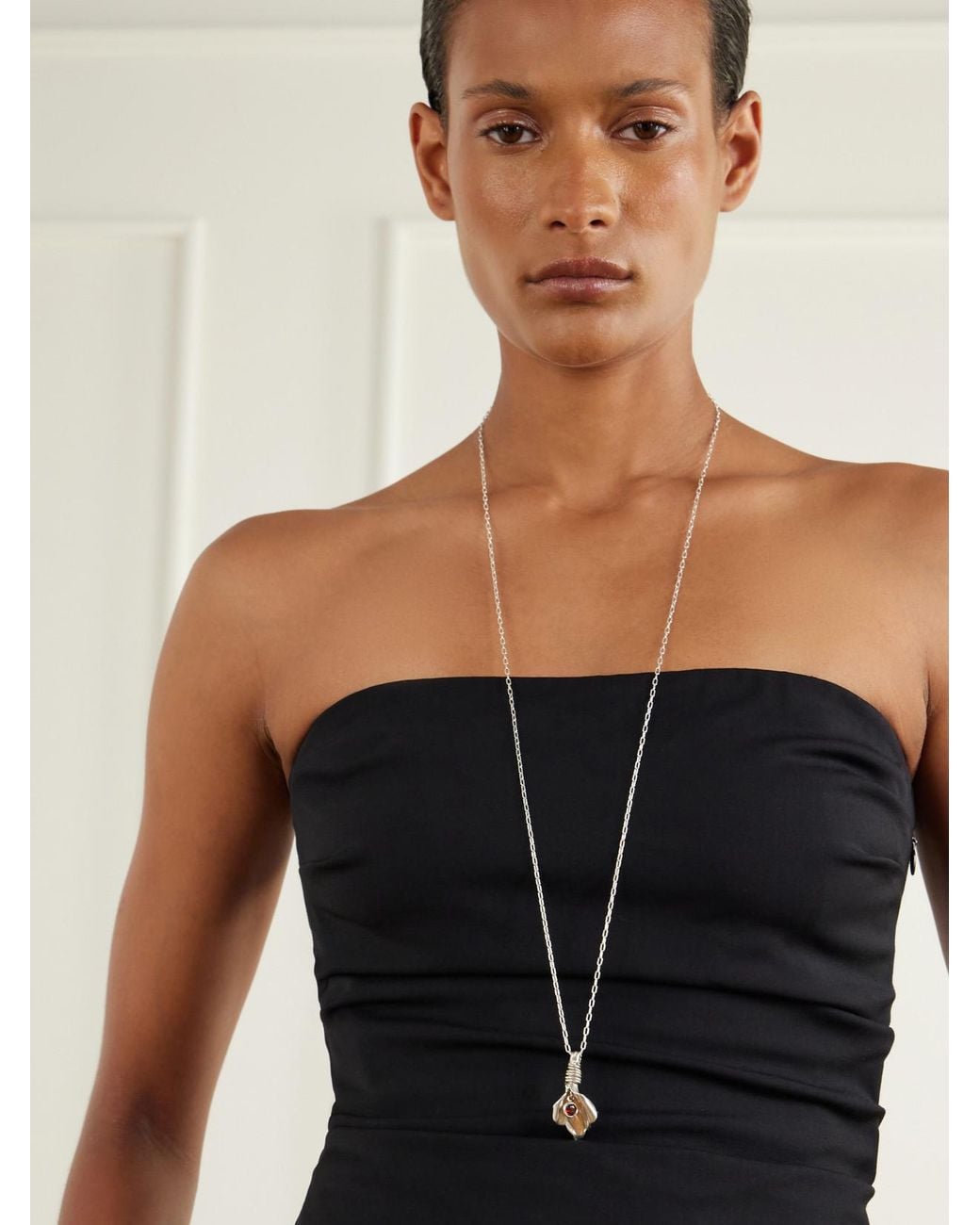 Le Sundial White Veil Drop Sterling Pendant Necklace