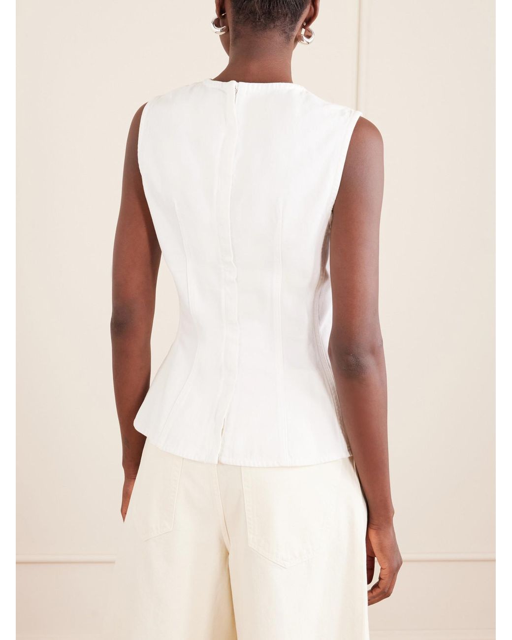 Agolde White Corbin Cotton Peplum Top