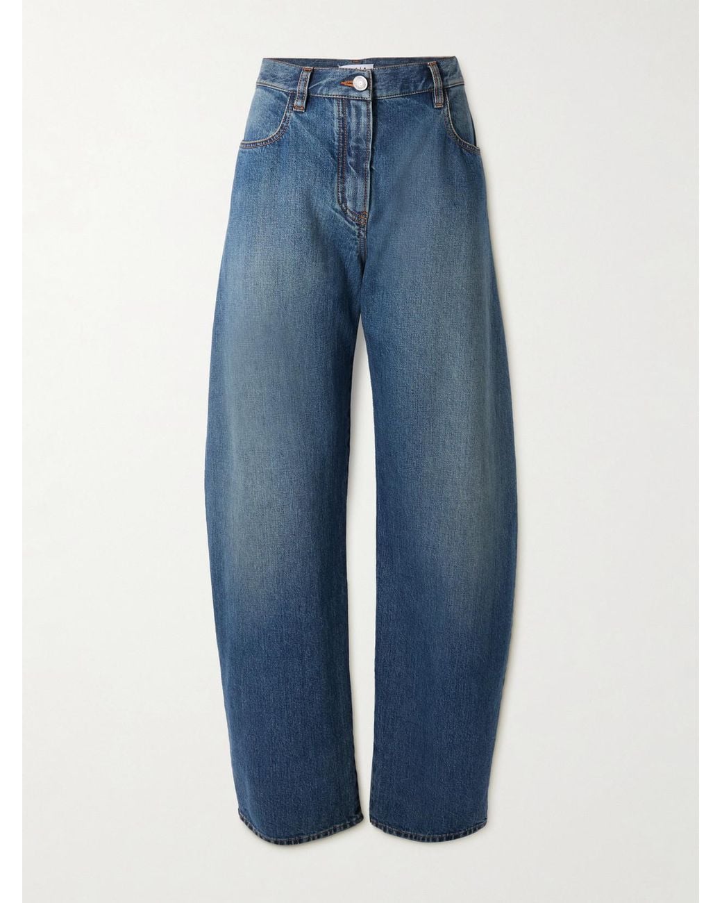 Alaïa Blue Low-Rise Barrel-Leg Jeans