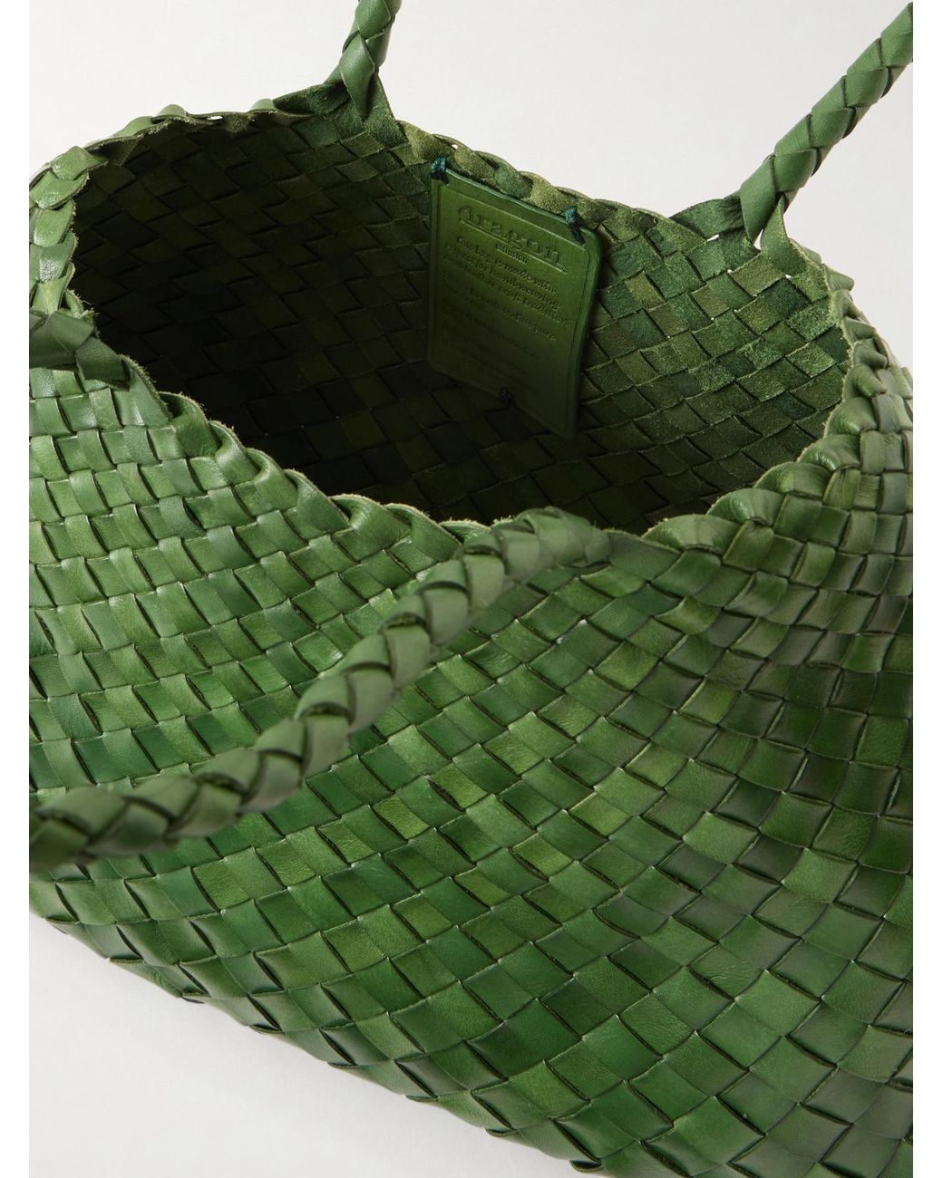 Dragon Diffusion Green Santa Croce Big Woven Leather Tote